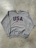 Vintage USA Grey Printed Crewneck Sweater für Herren Y2K Second Hand Fashion