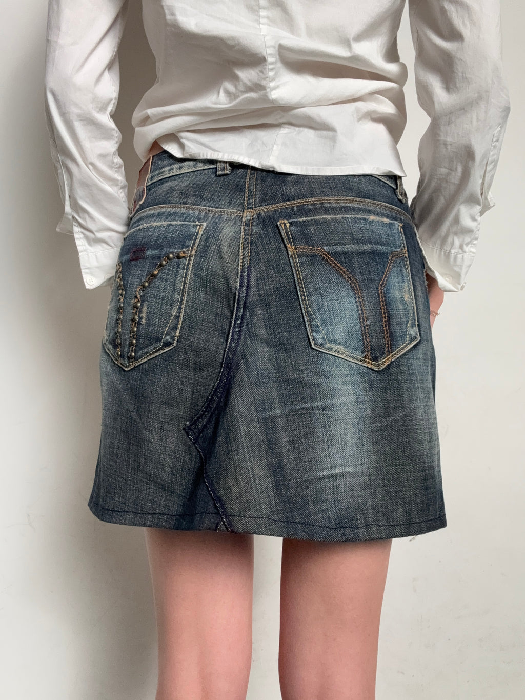 Vintage Miss Sixty Denim Mini Skirt with Studs M
