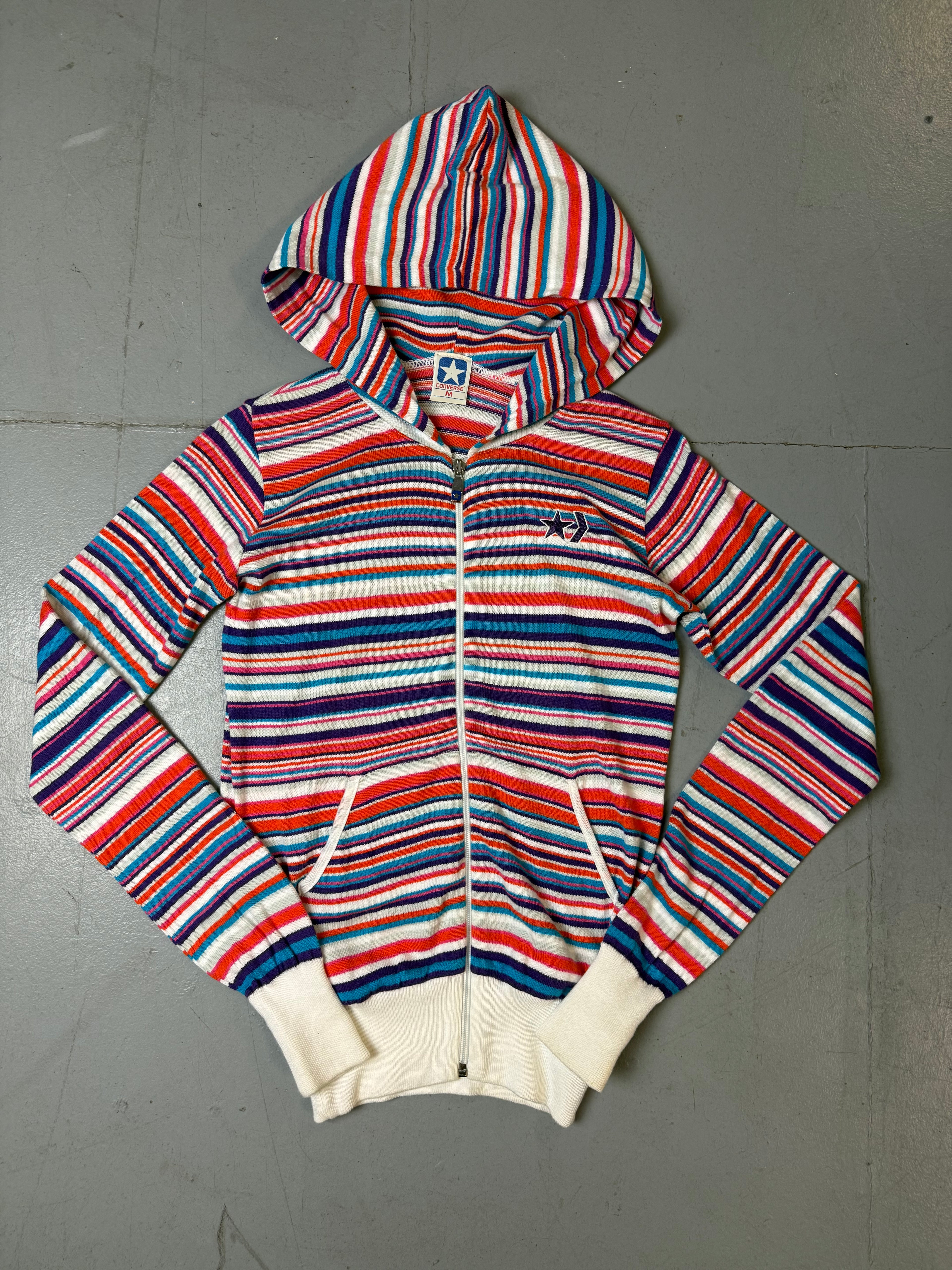 Vintage Converse Colorful Striped Zip Hoodie S/M