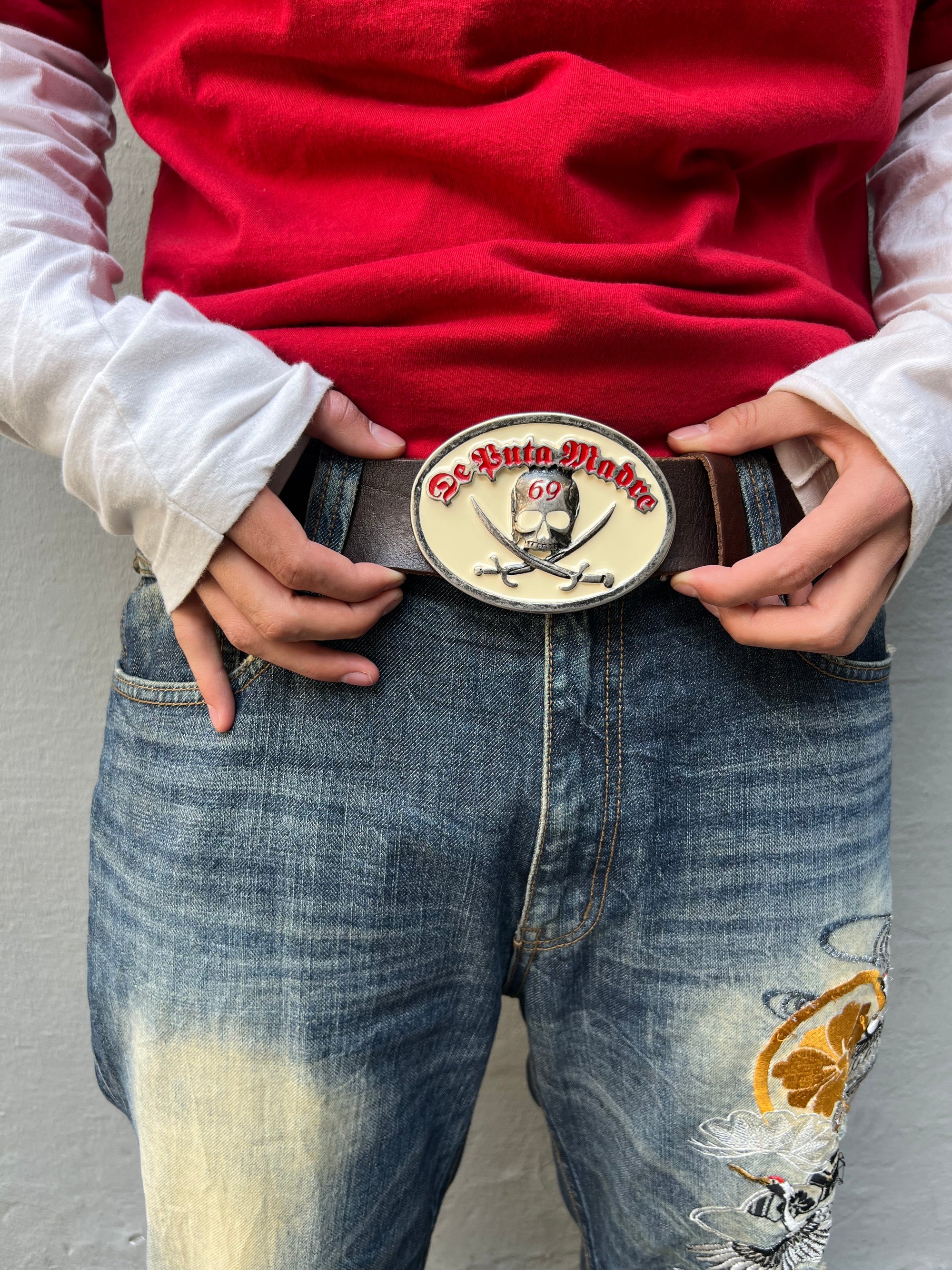 Vintage Brown De Puta Madre Big Buckle Belt