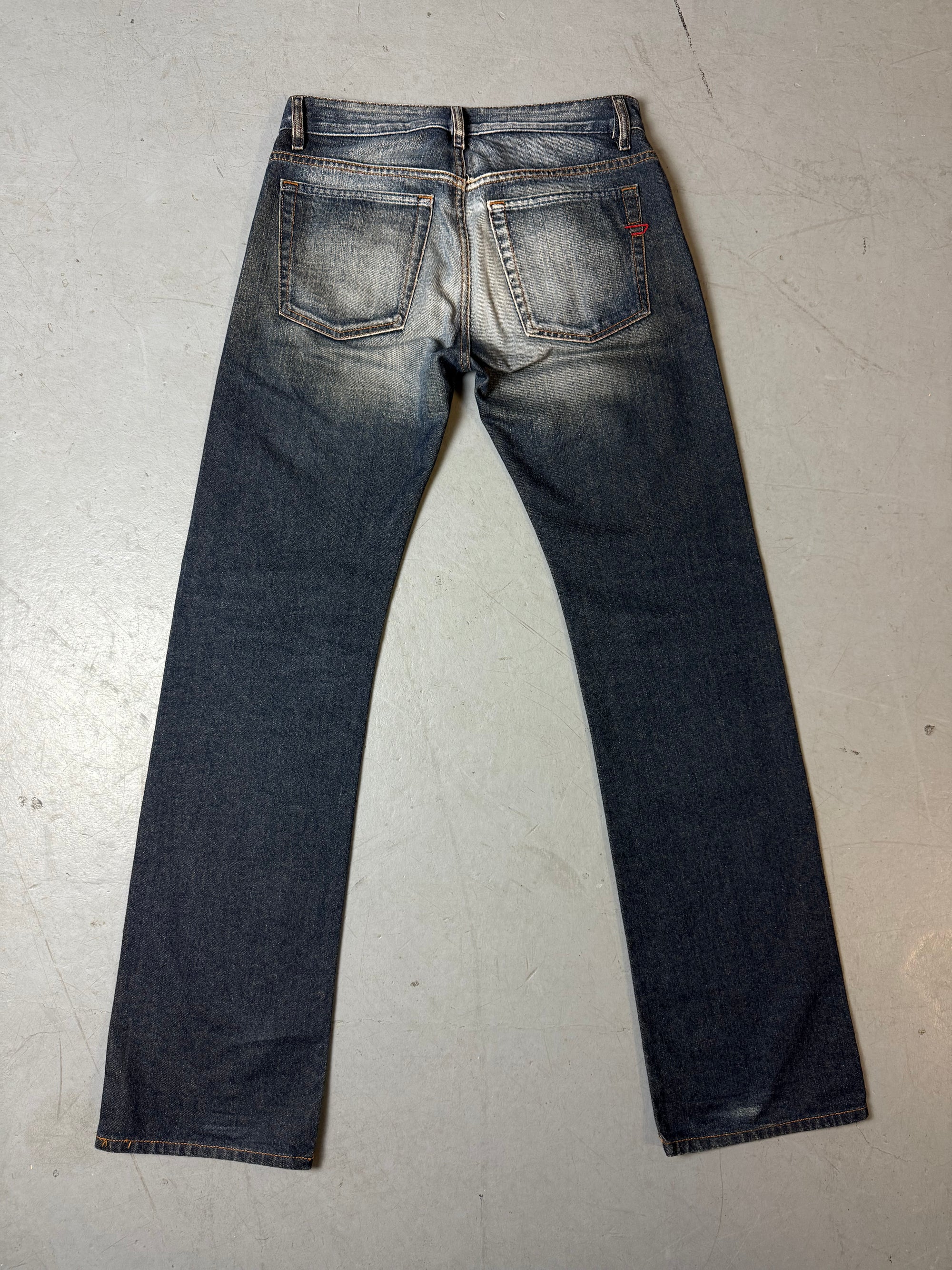 Produktbild von Vintage Diesel Grey Blue Washed Bootcut Jeans von hinten 