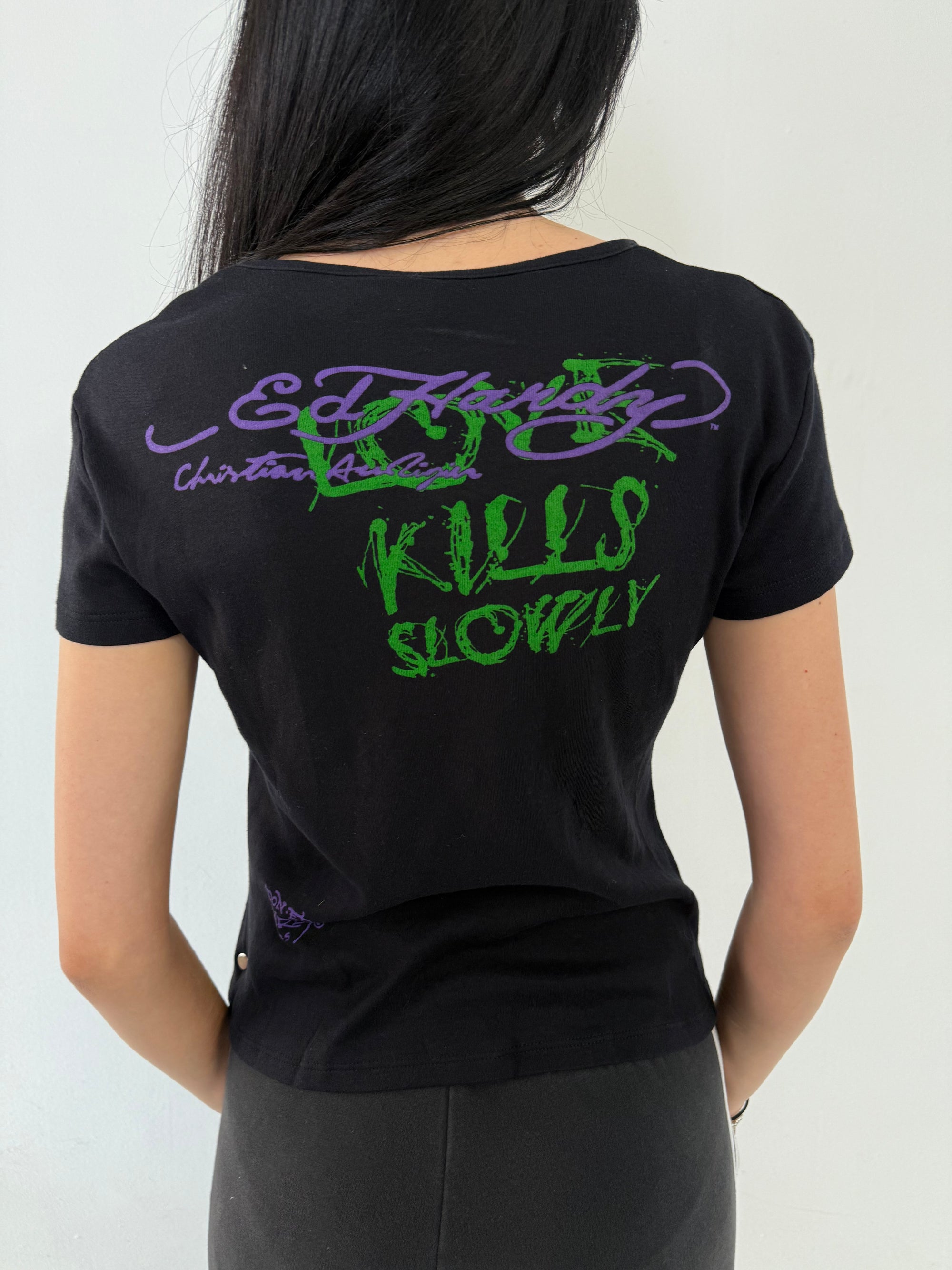Vintage Ed Hardy Love Kills Slowly Printed T-Shirt S/M