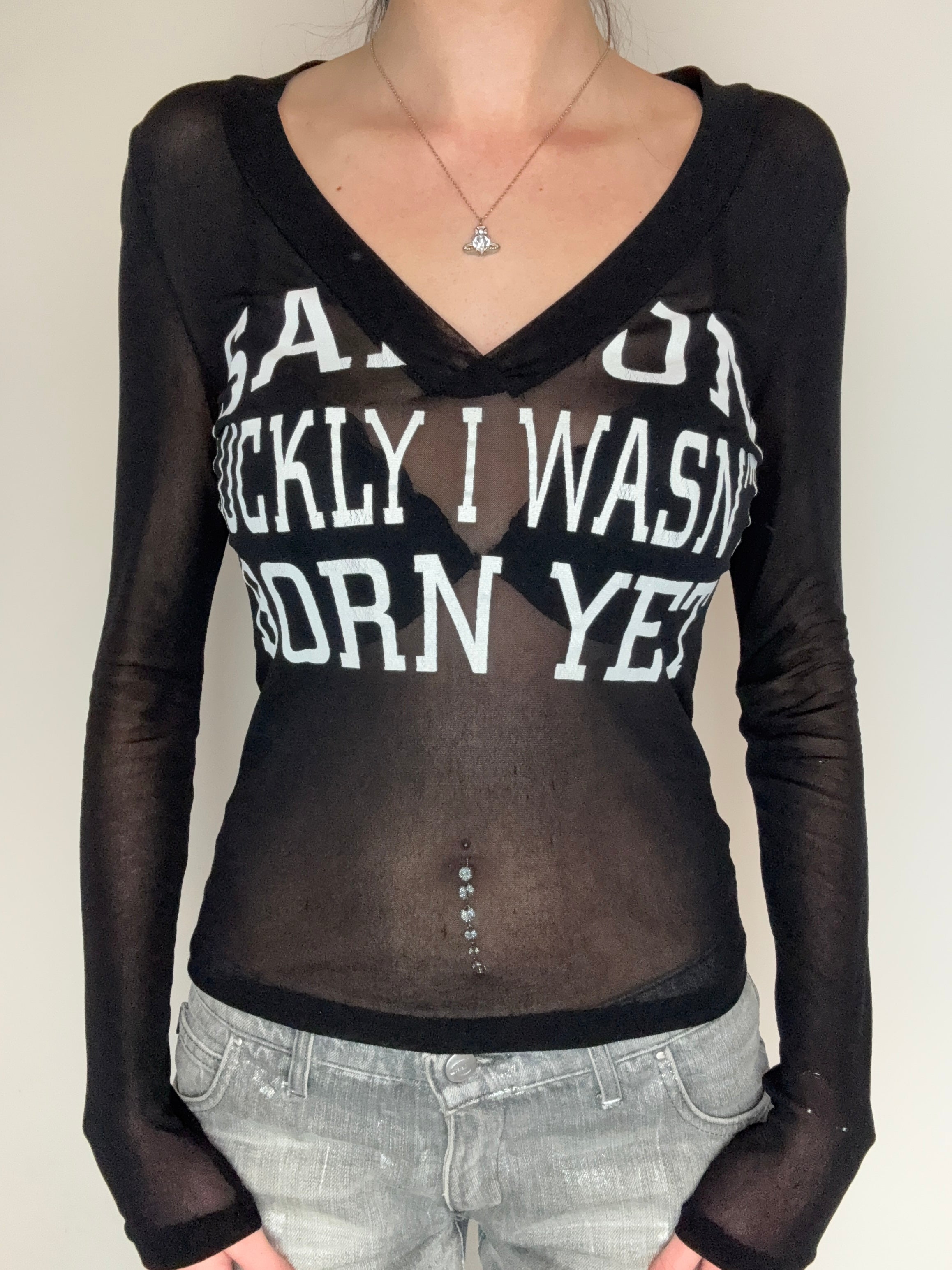 Vintage Phard Mesh Seethrough Longsleeve Für Damen. Y2K Second Hand 2000s Fashion