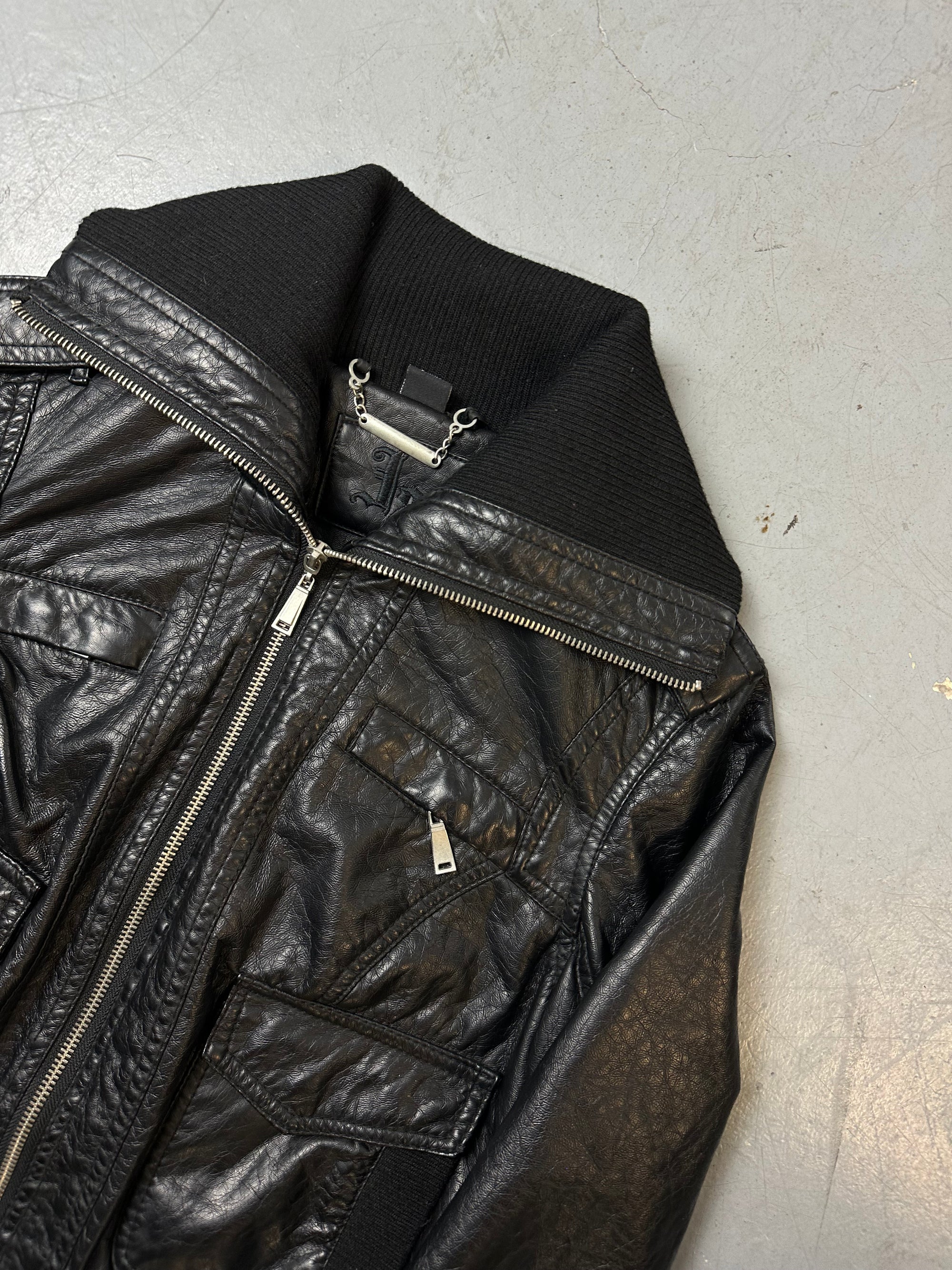 Vintage Faux Leather Cropped Jacket S