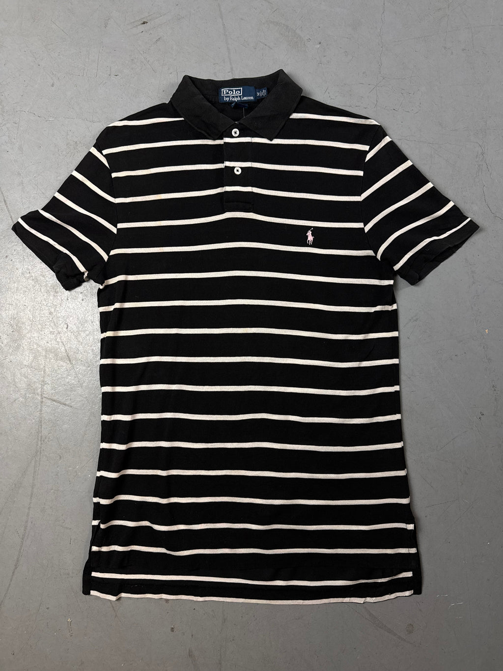 Produktbild von Vintage Polo Ralph Lauren Black Striped Polo Shirt M von vorne