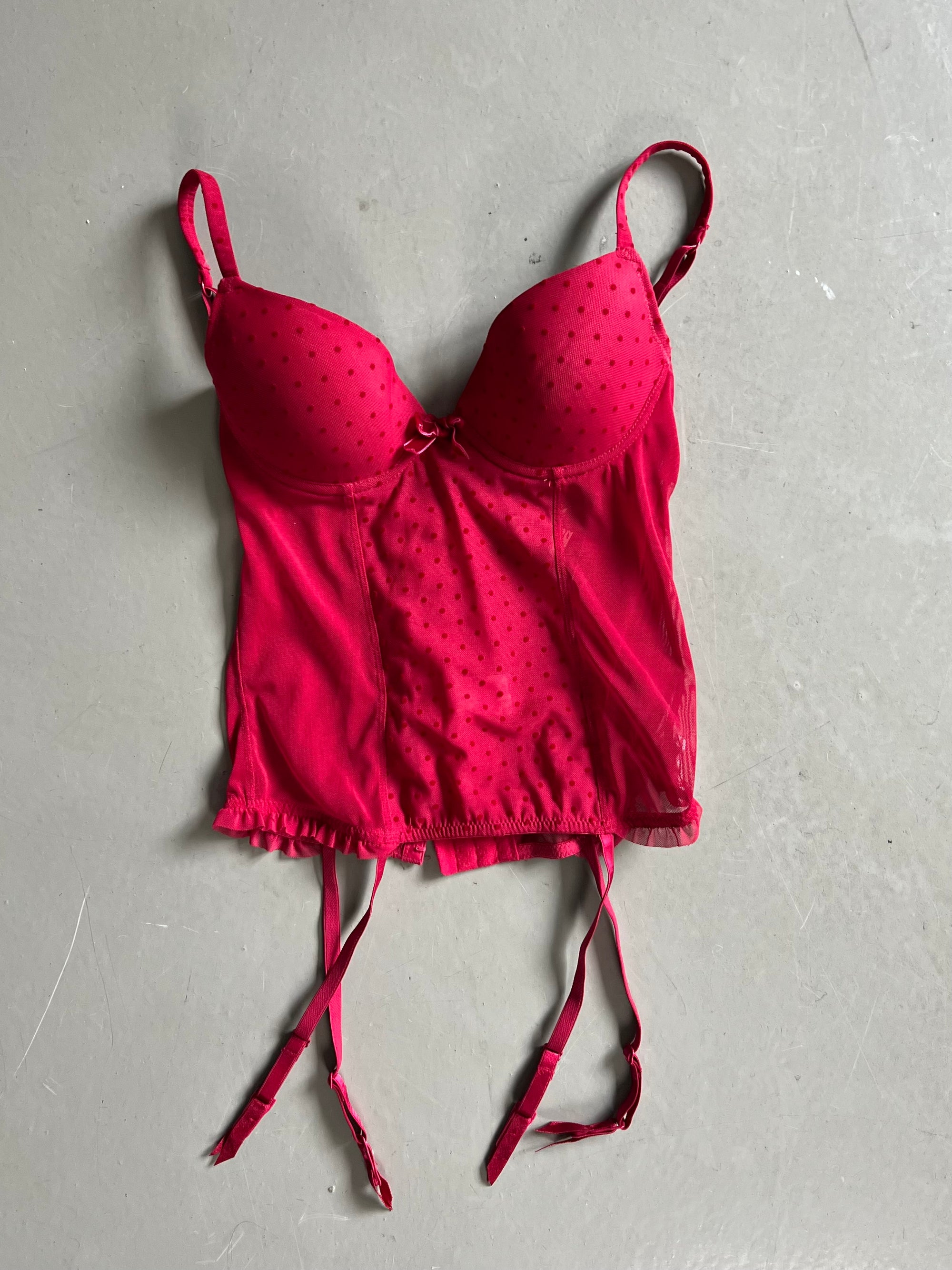 Vintage Red Polka Dot Corsett Top S/M