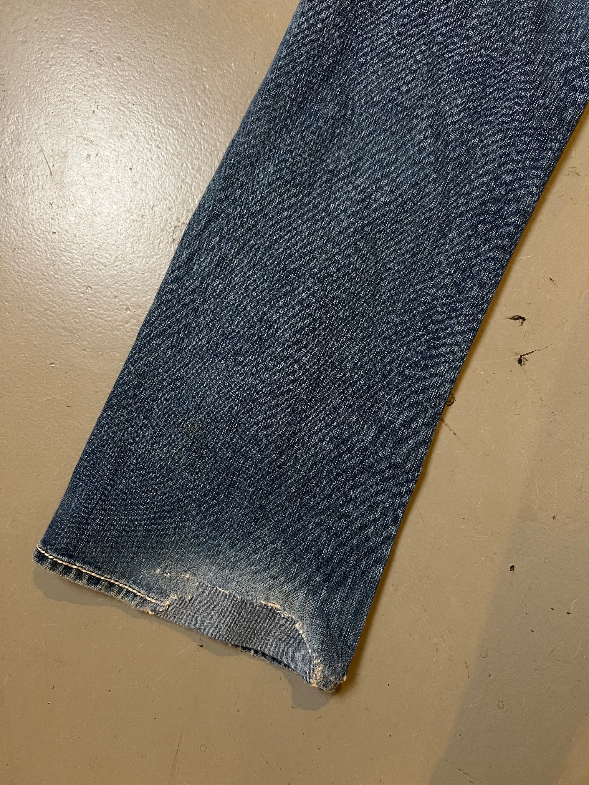 Vintage True Religion White Stiched Ripped Denim L/XL