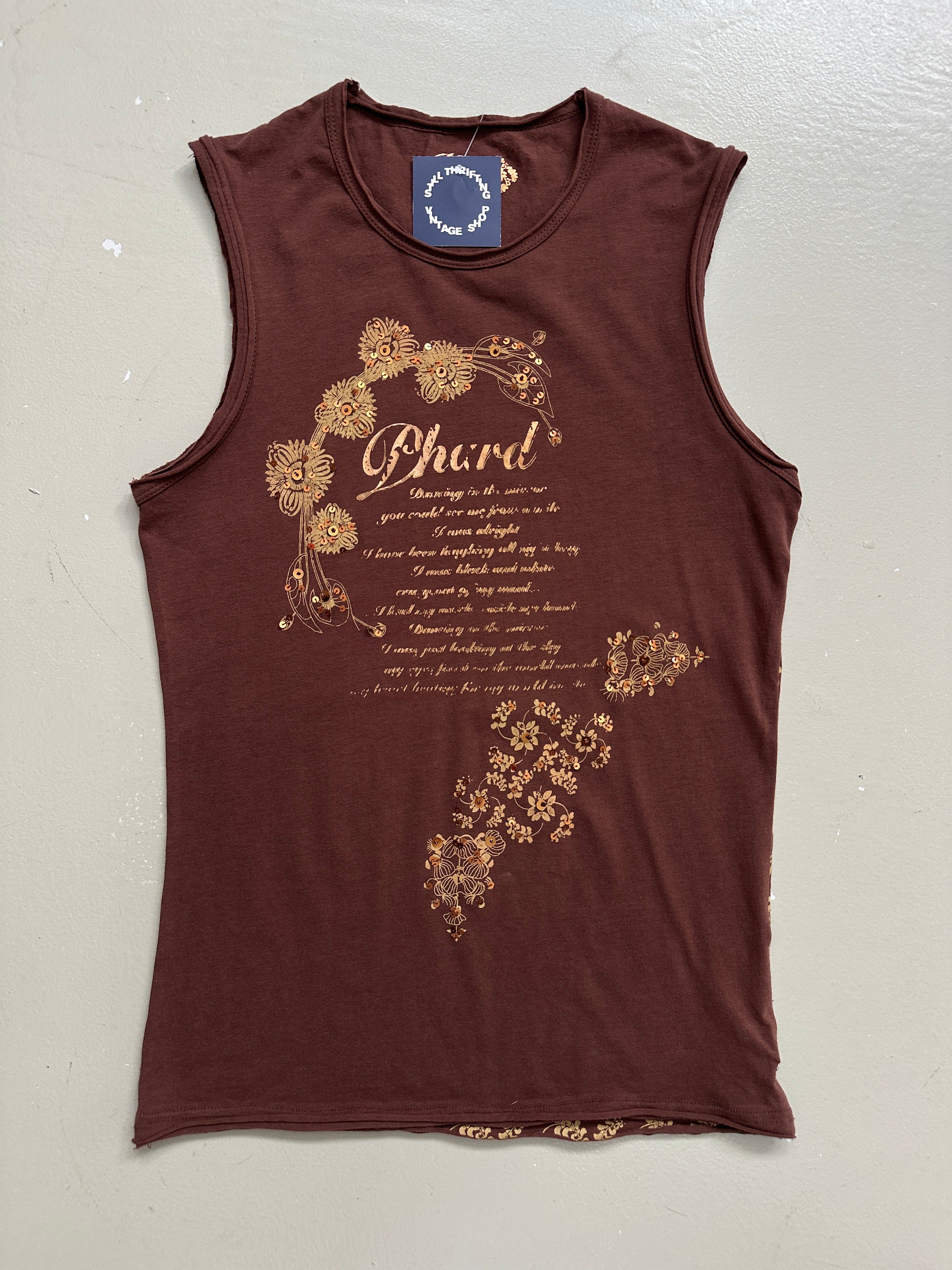 Vintage Phard Brown and Gold Tank Top L