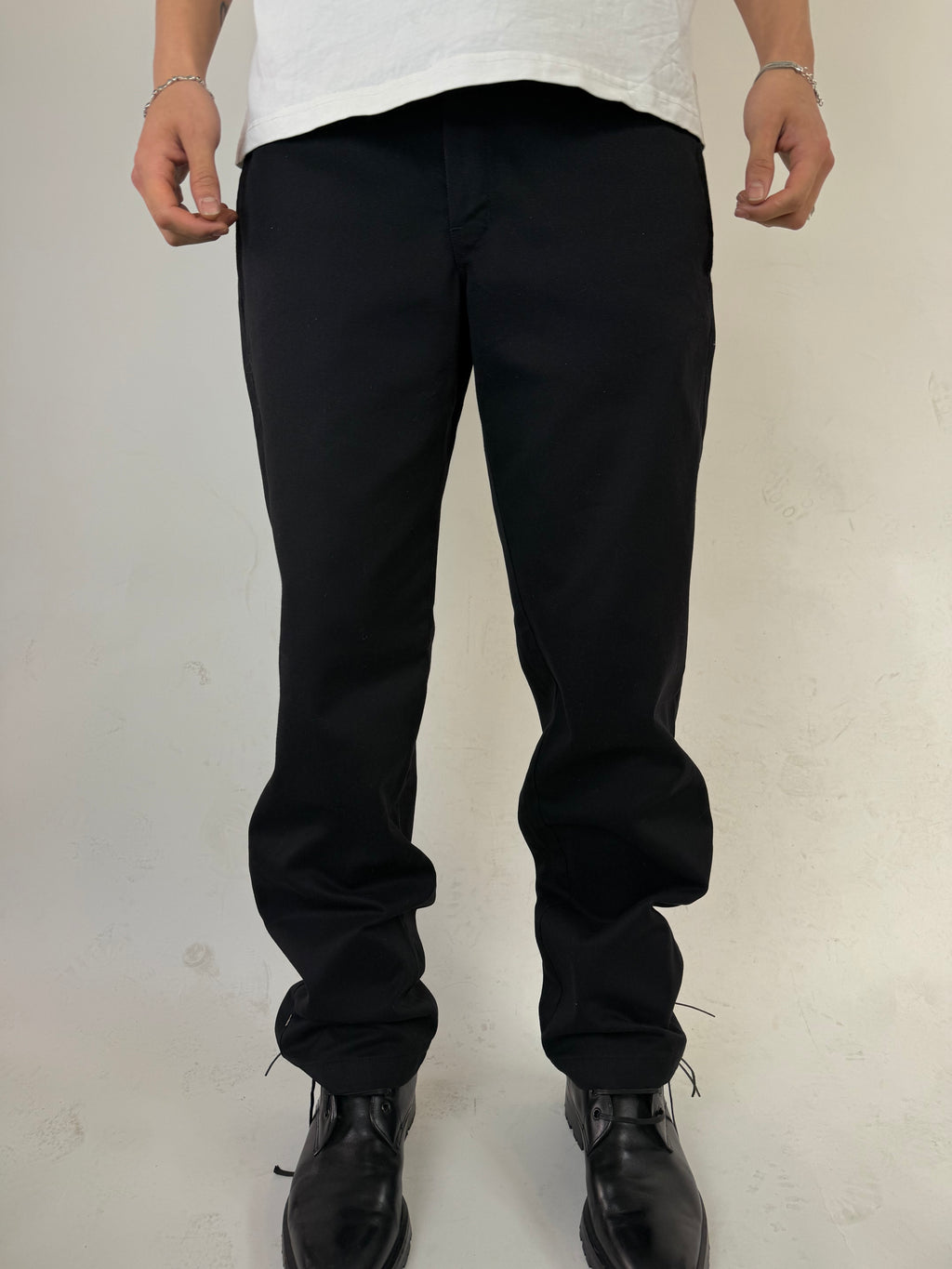 Vintage Dickies Black Slim Straight Pants für Herren. Y2K Second Hand 2000s Fashion