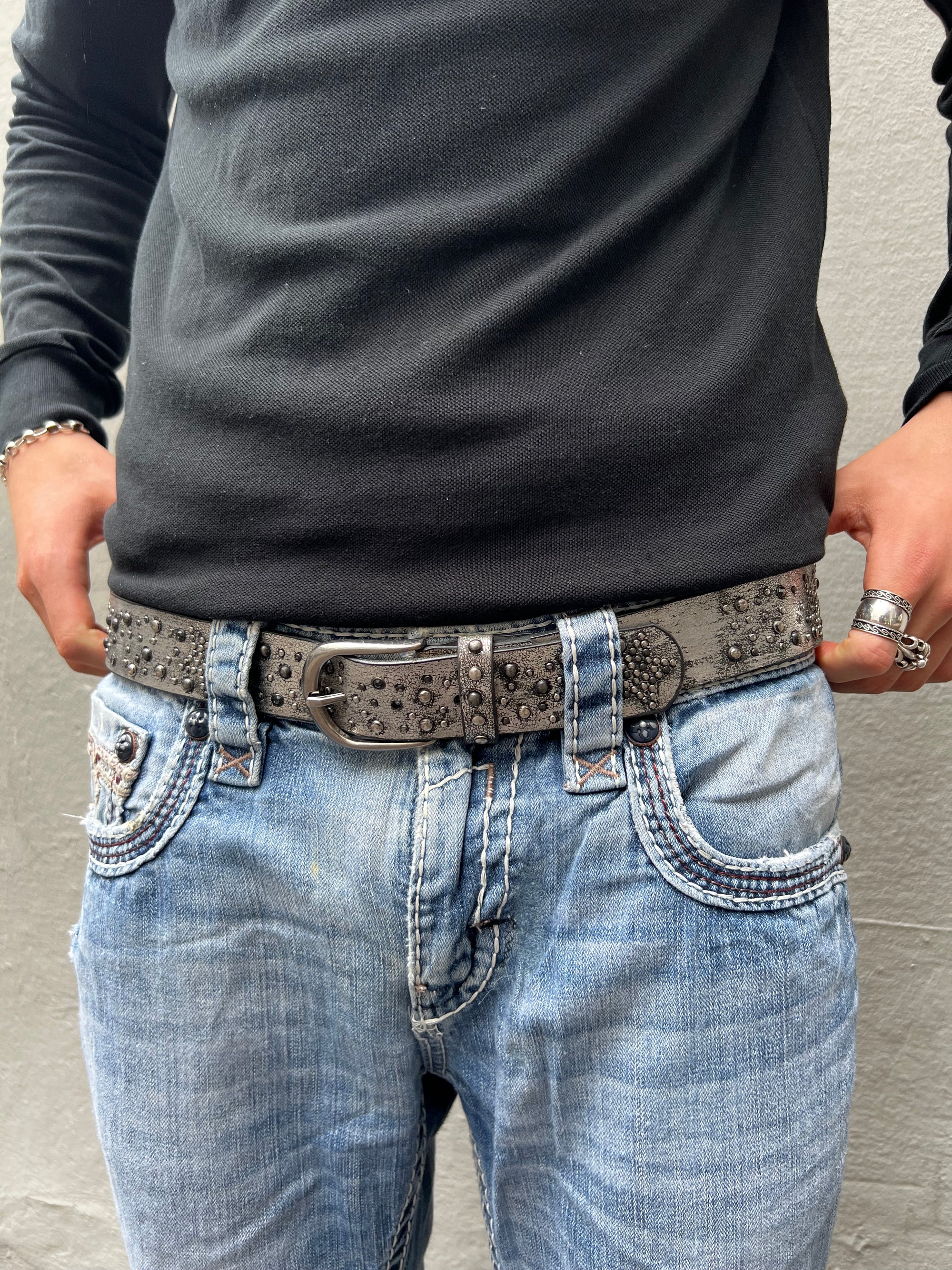 Vintage Silver Glitter Belt