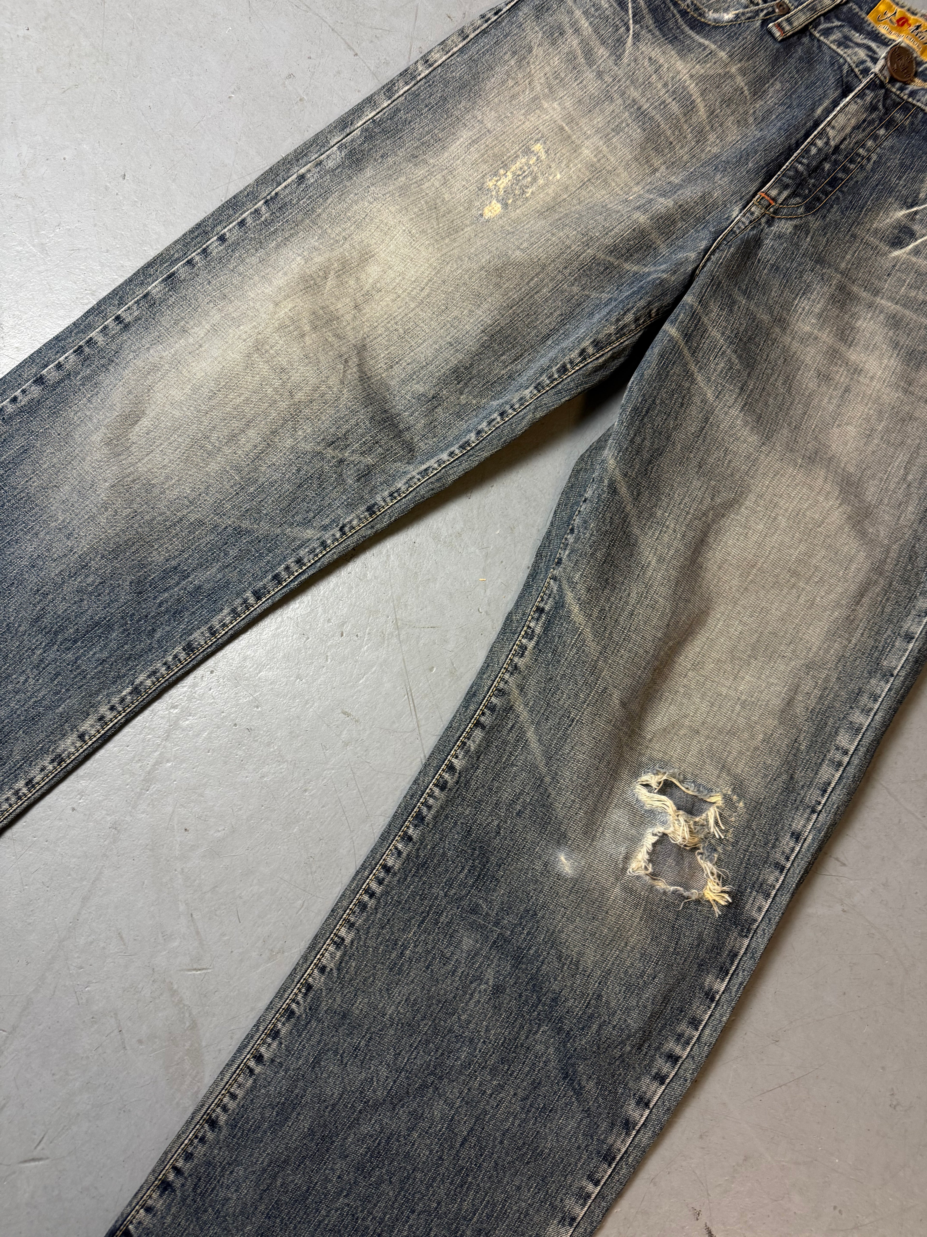 Vintage Nippon Blue Japanese Printed Denim M