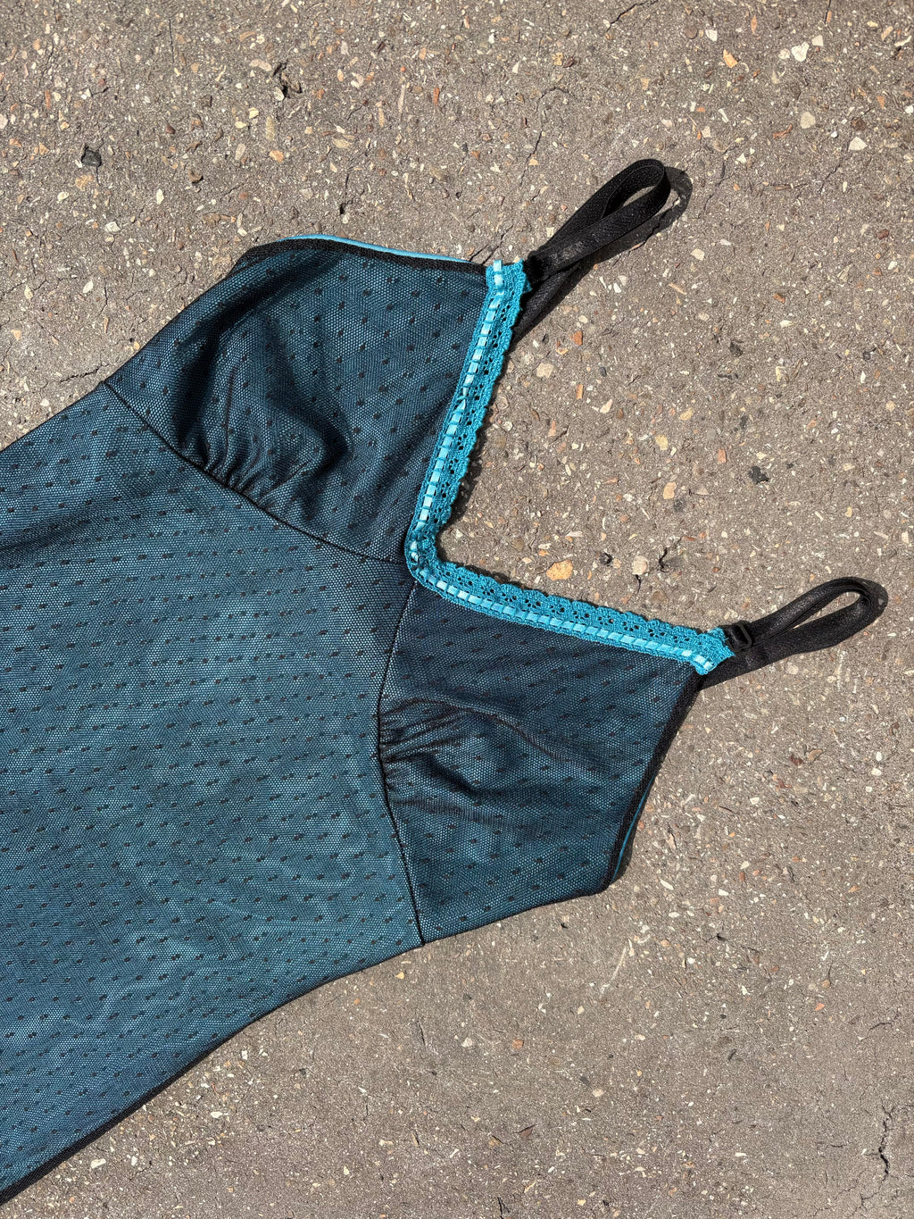 Vintage Turquoise Lace Mini Dress S