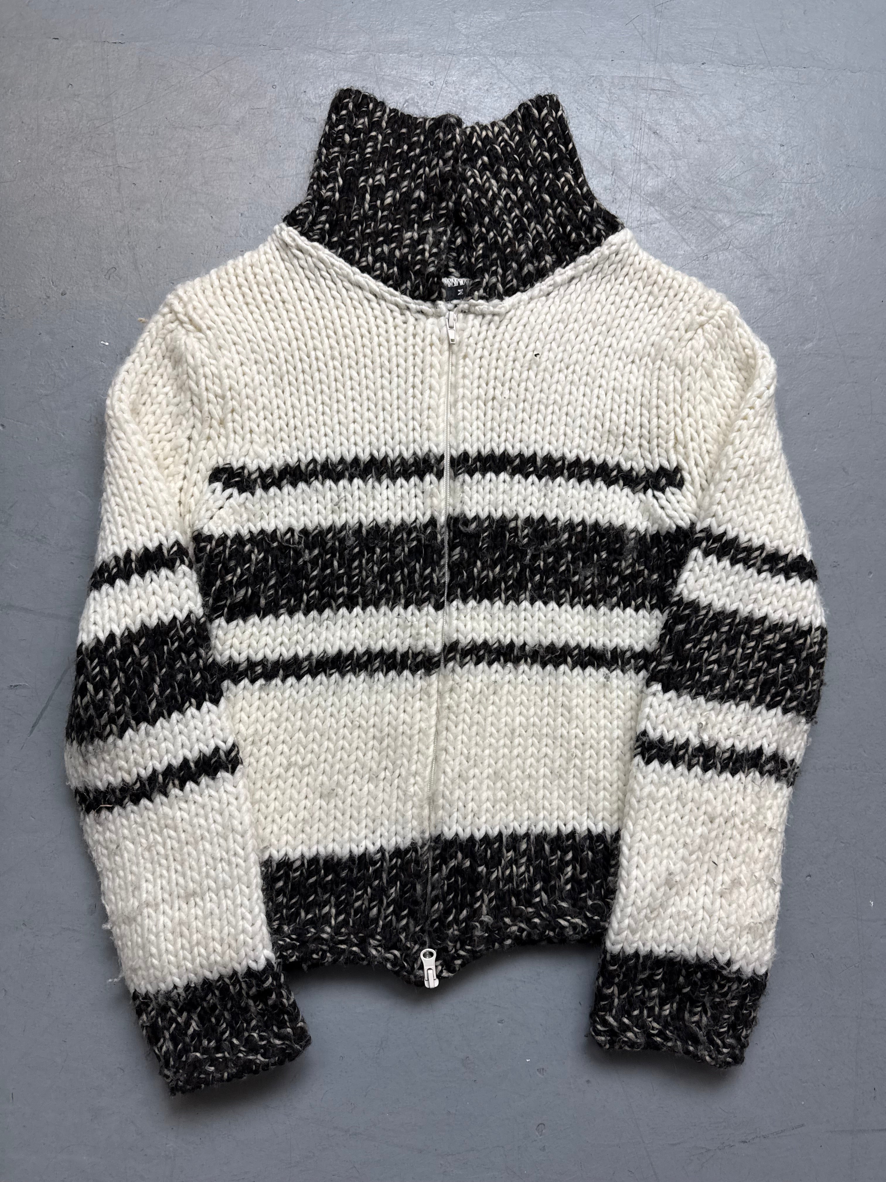 Vintage Denny Rose Striped Wool Zipper für Damen. Y2K Second Hand 2000s Fashion