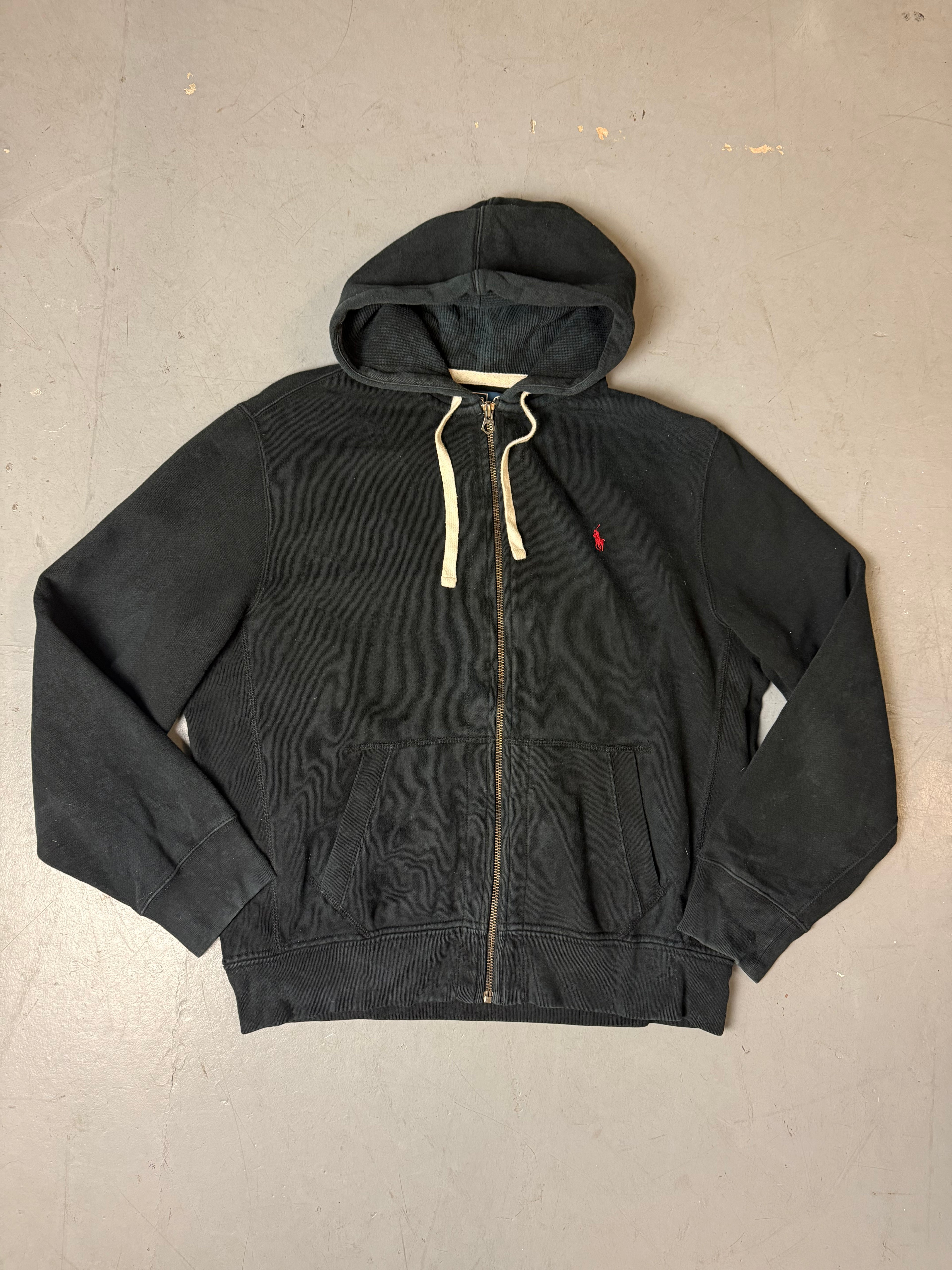 Vintage Polo Ralph Lauren Black Zip Up Hoodie XL
