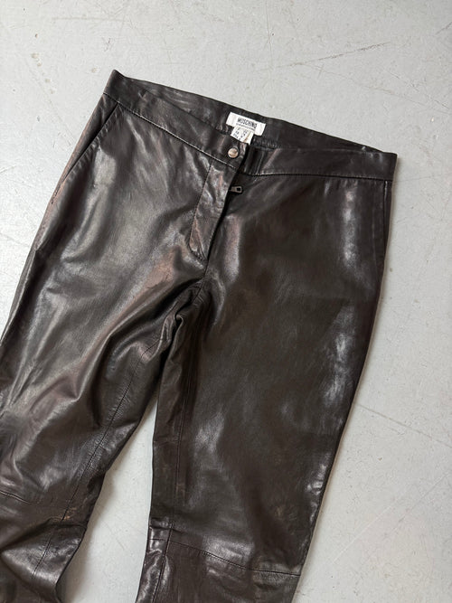 Vintage Moschino Black Leather Pants für Herren. Secondhand Y2K 2000s Fashion