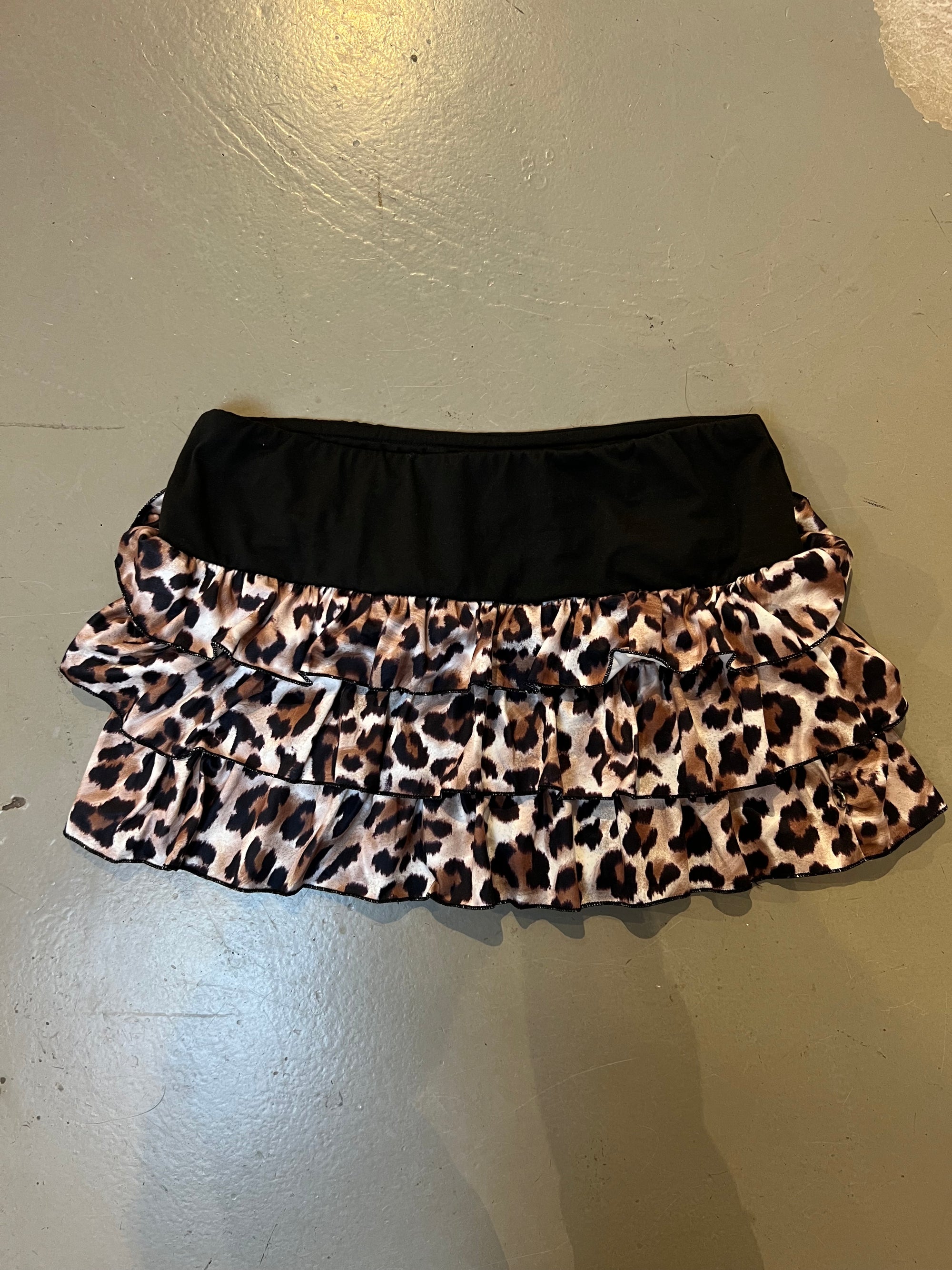 Vintage Layered Leo Print Mini Skirt XS