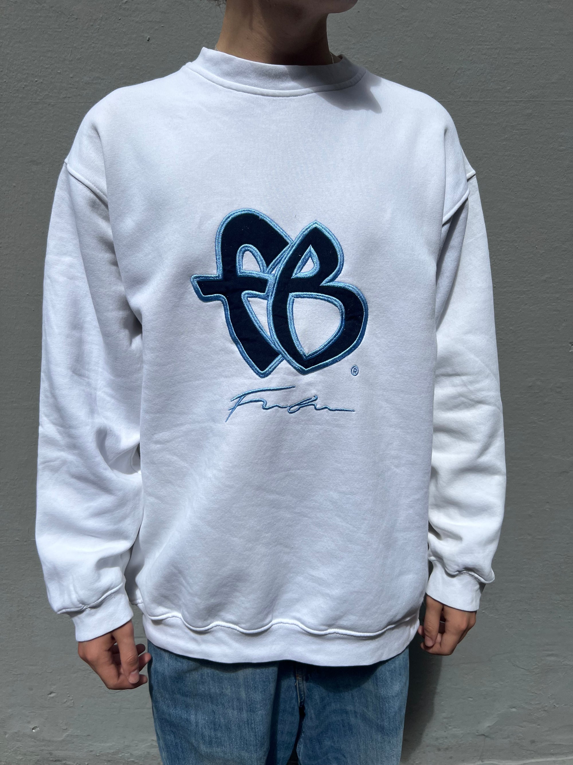 Vintage White Fubu Logo Sweater L/XL