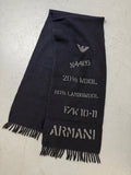 Vintage Armani Junior Darkblue Wool Scarf Unisex. Y2K Second Hand 2000s Fashion