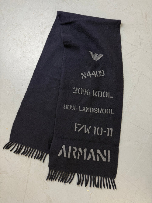 Vintage Armani Junior Darkblue Wool Scarf Unisex. Y2K Second Hand 2000s Fashion