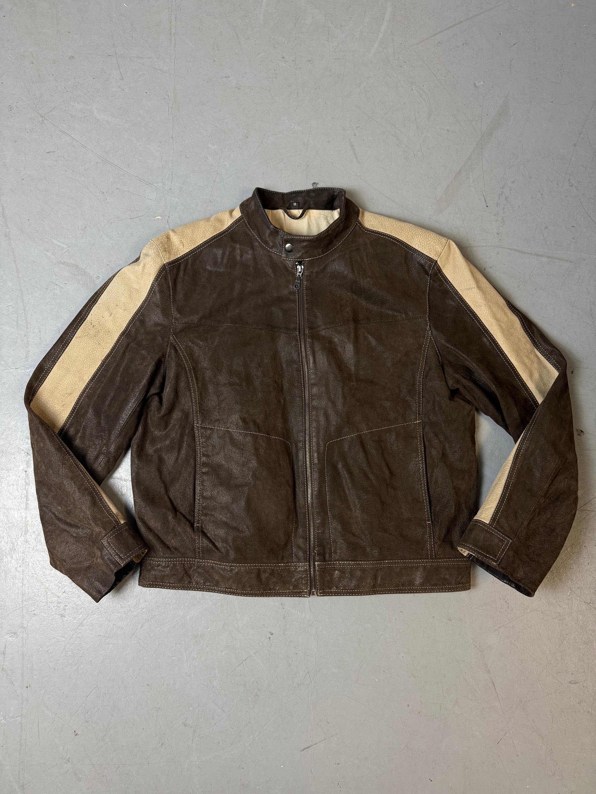 Vintage Brown and Beige Suede Leather Jacket M/L
