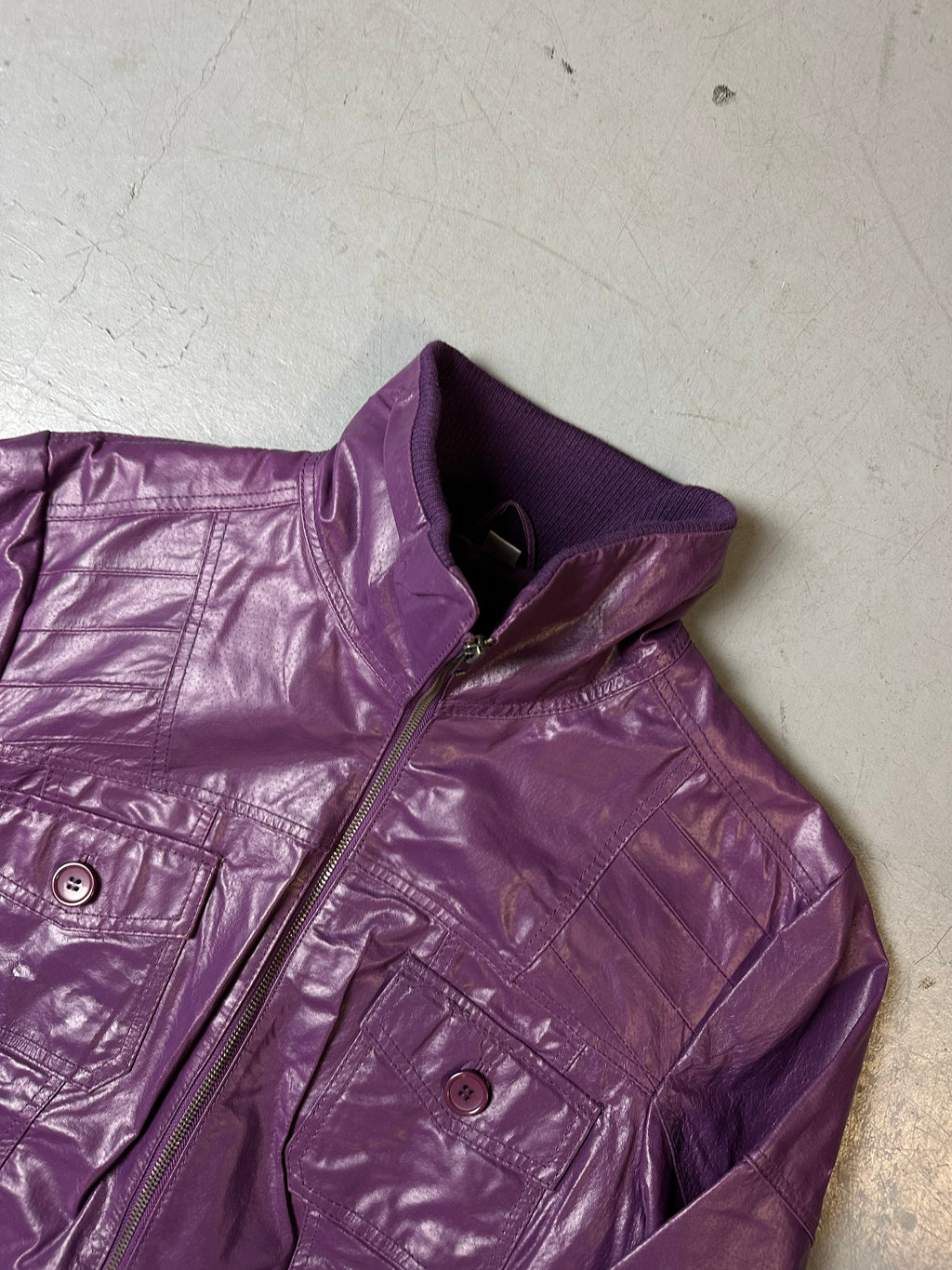 Vintage Purple Leather Jacket L
