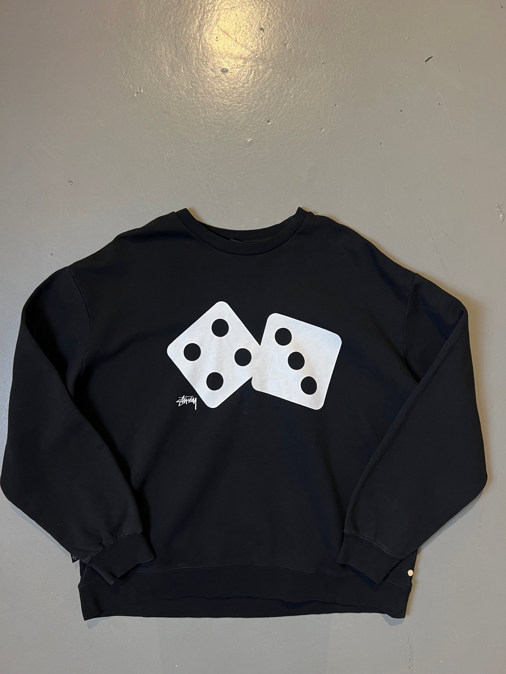 Vintage Black Stüssy Sweater With Cubes Print XXL