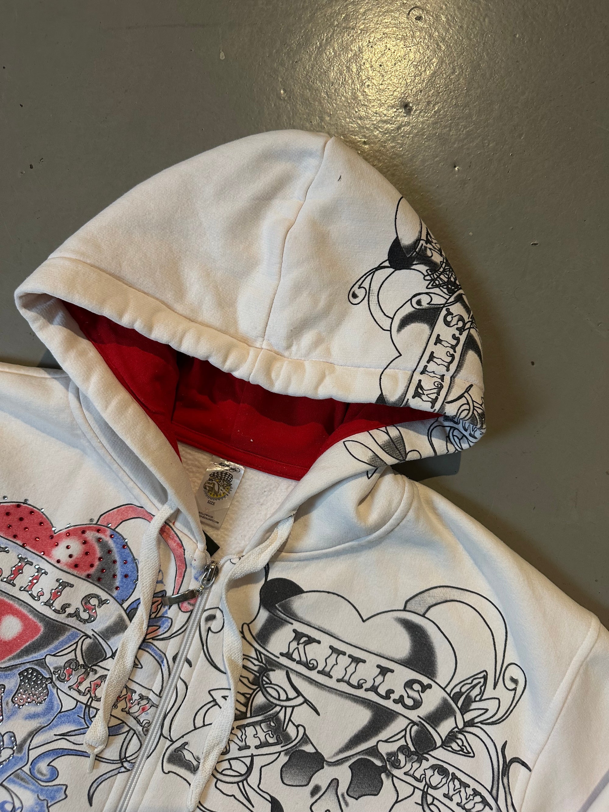 Vintage White Ed Hardy Zipper XL