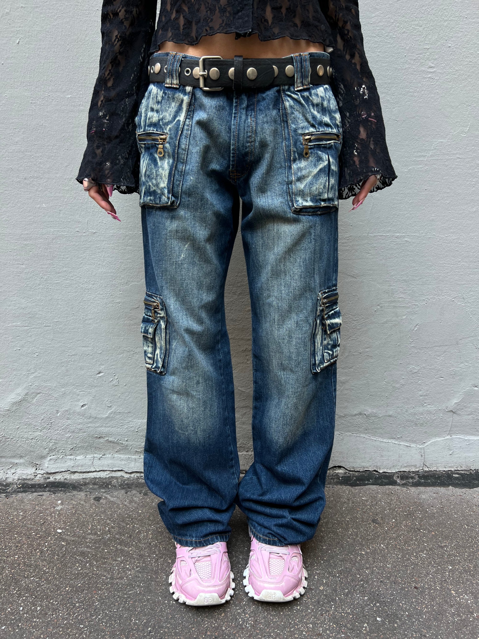 Vintage Blue Washed Baggy Denim Pants M