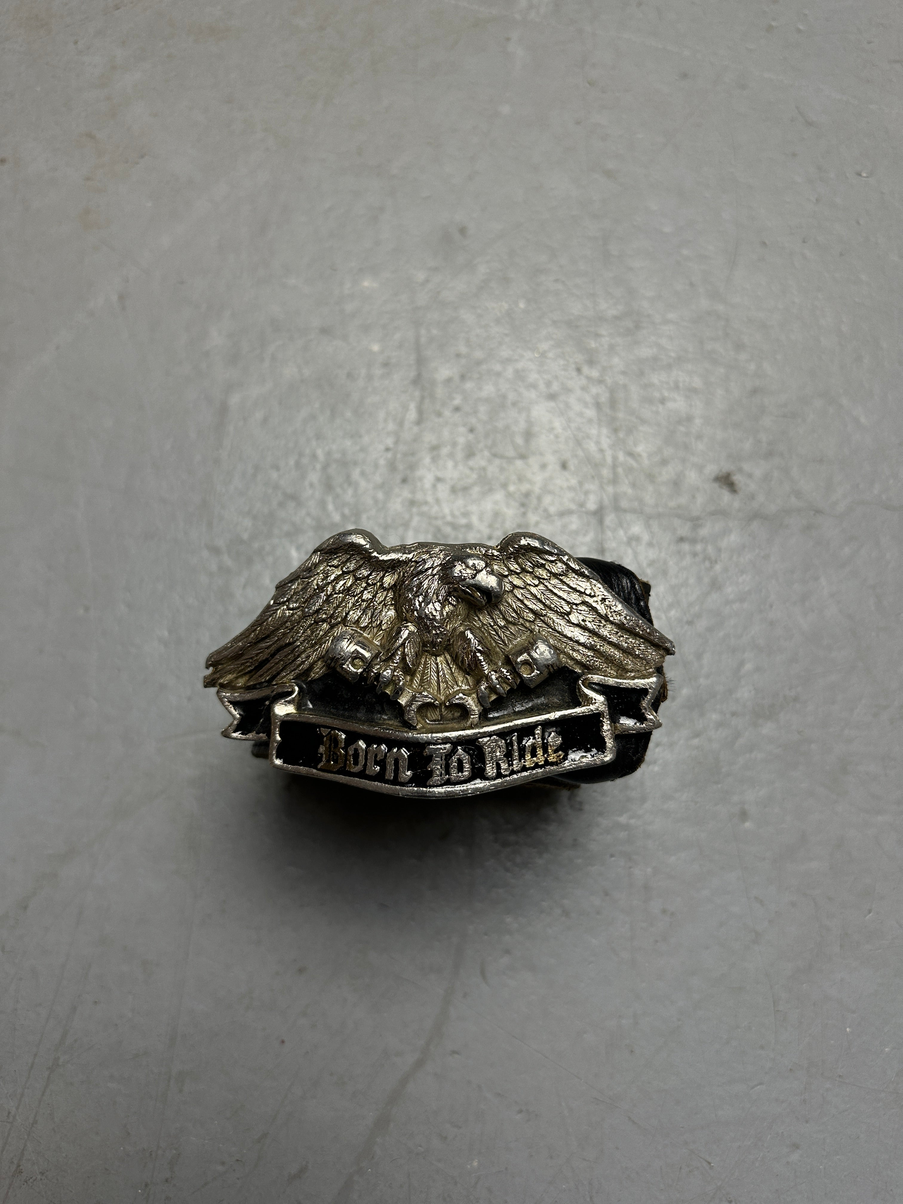 Detailbild Vintage Born To Ride Studded Belt von vorne 
