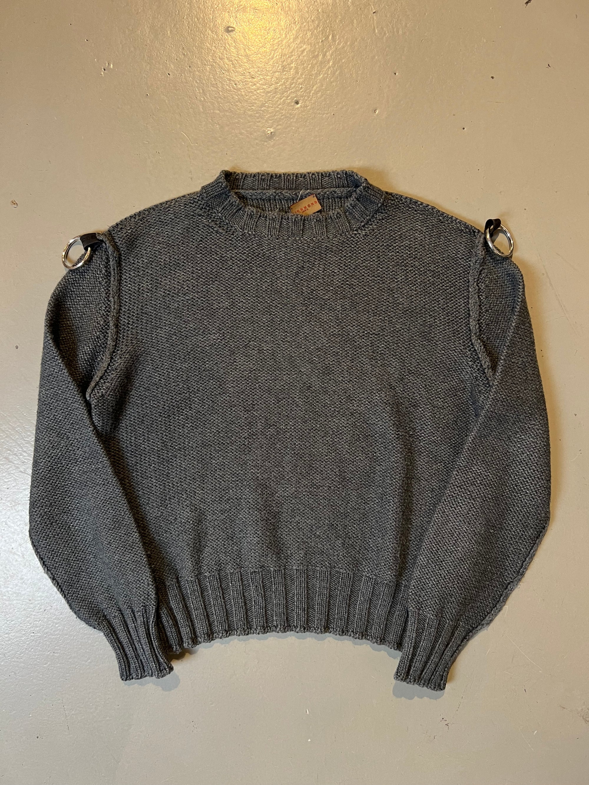 Vintage Richmond Grey Knit Sweater With Silver Hoops M/L