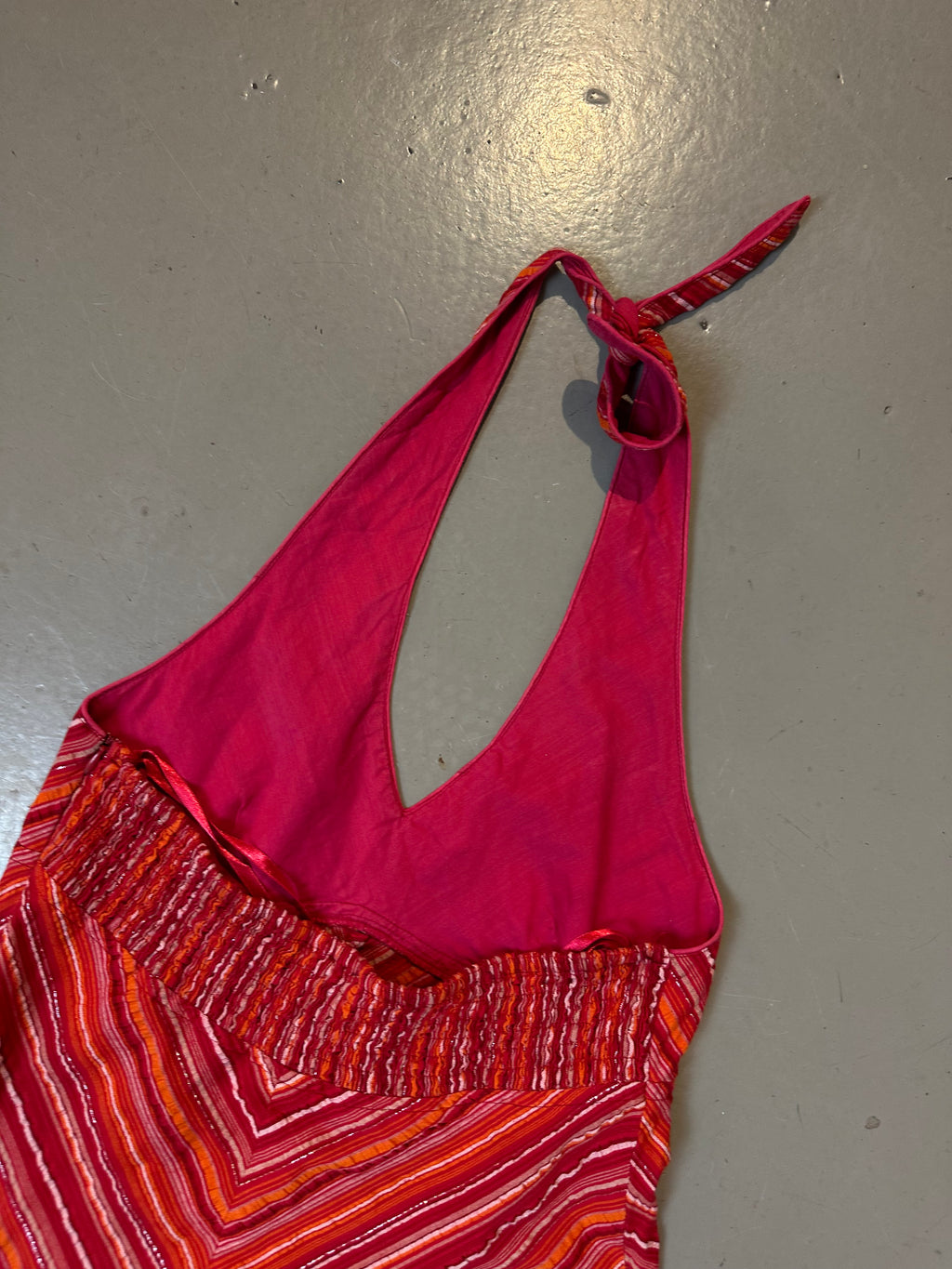 Vintage Striped Neckholder Midi Dress S