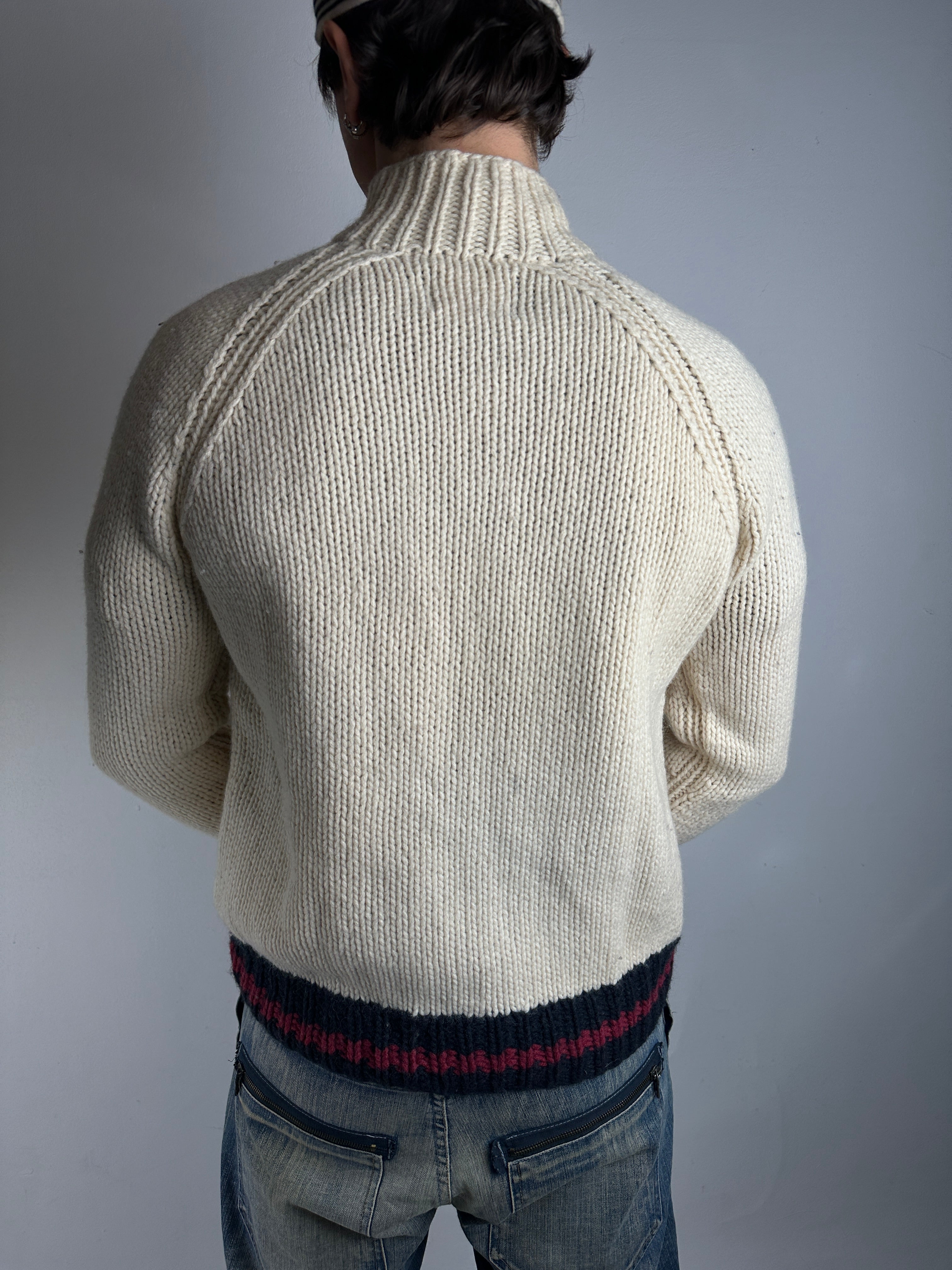 Tragebild von Vintage Woolrich England Knit Zipper M/L von hinten