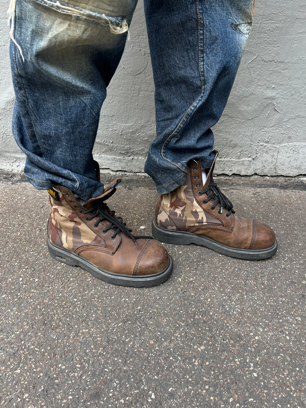 Vintage Brown Camouflage Military Boot 42