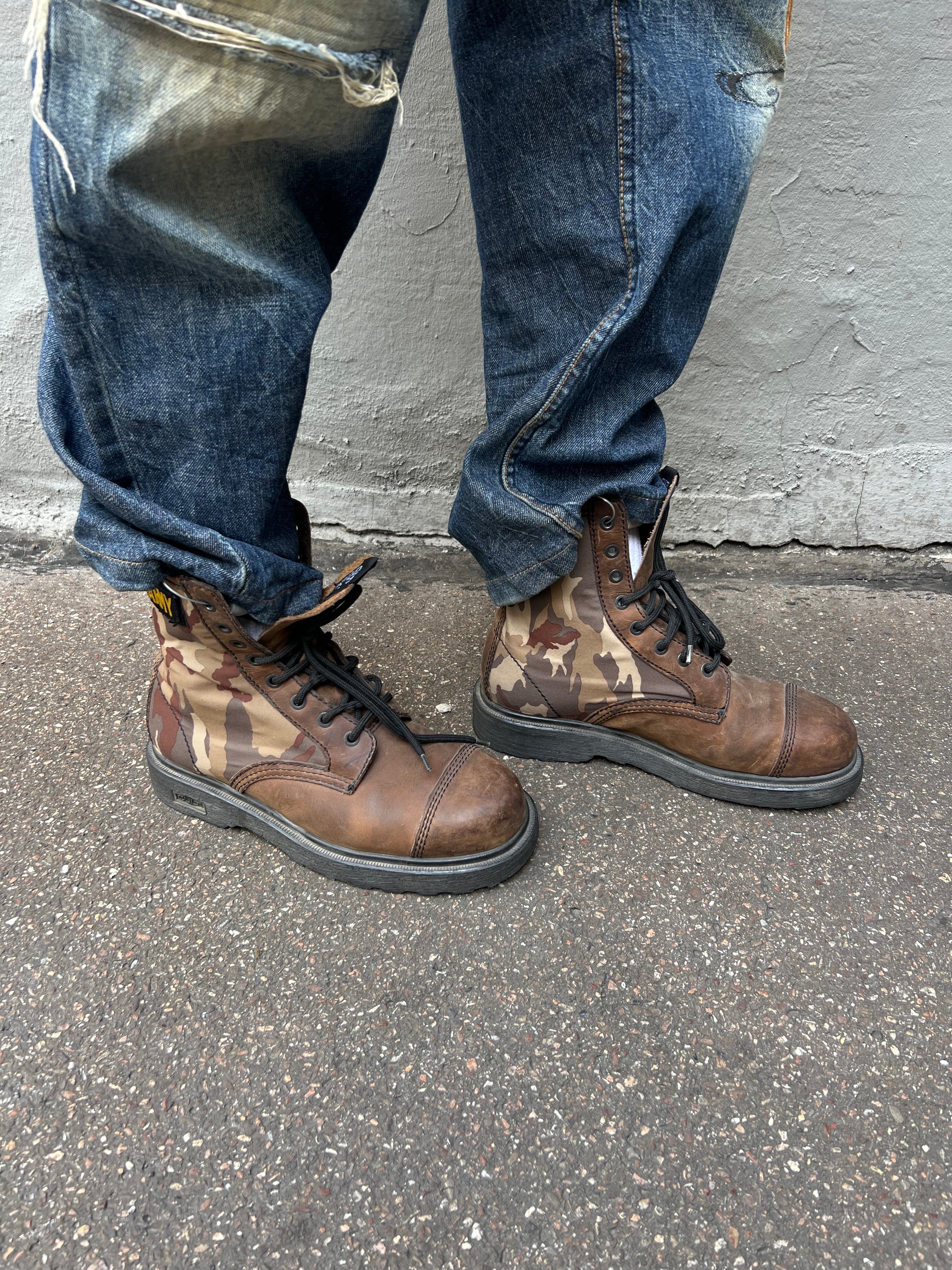 Vintage Brown Camouflage Military Boot 42