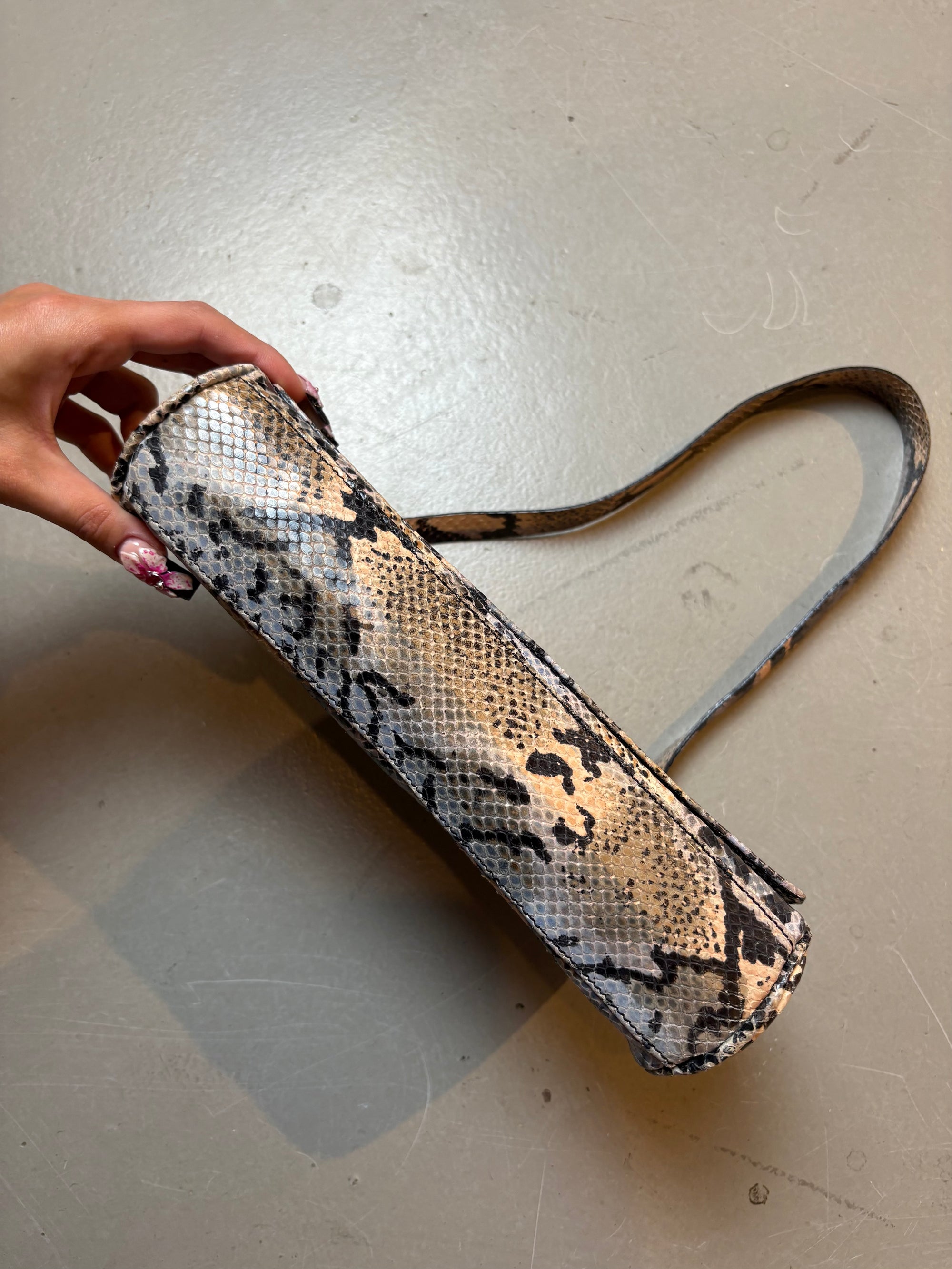 Vintage Coccinelle Snake Optic Baguette Bag
