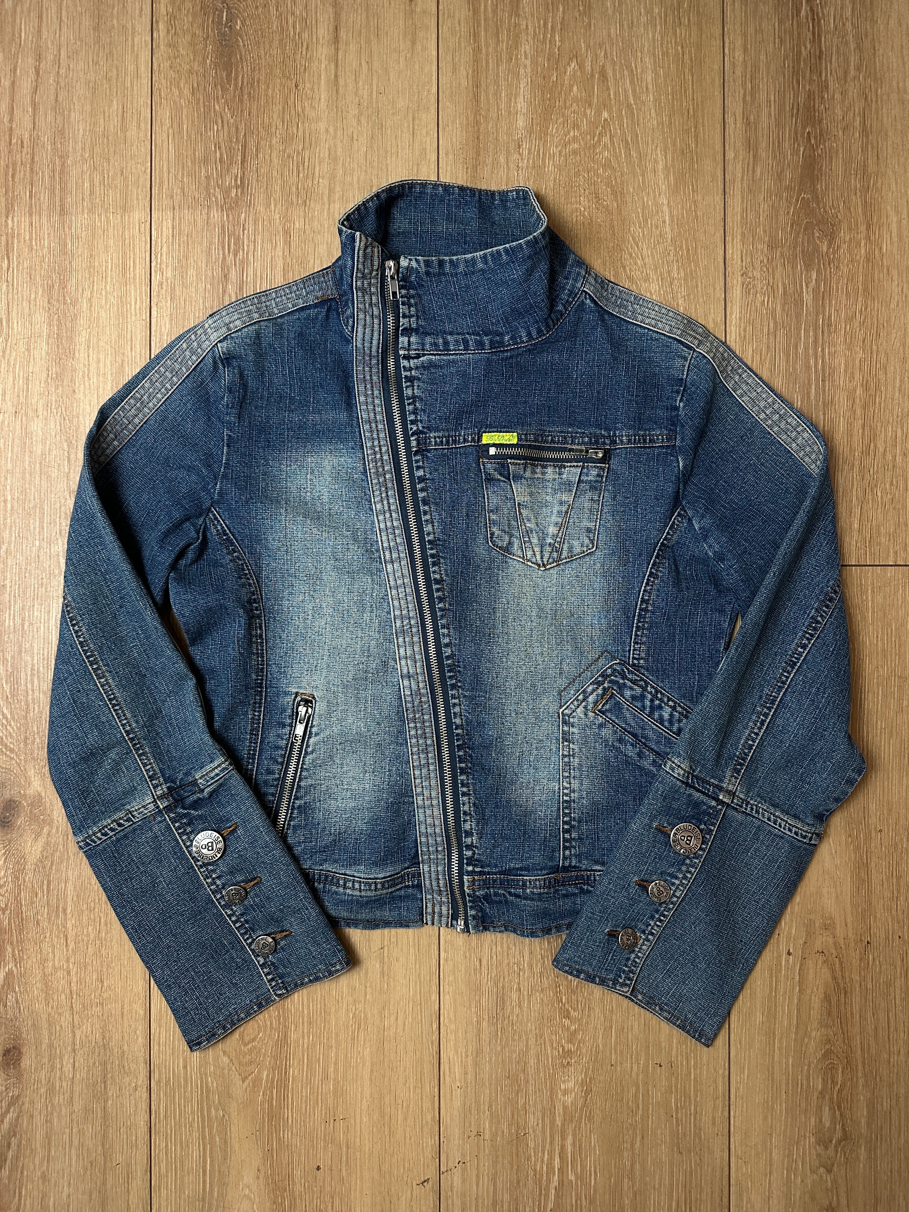 Produktbild von Vintage Asymmetrical Denim Side Button Jacket XS/S von vorne