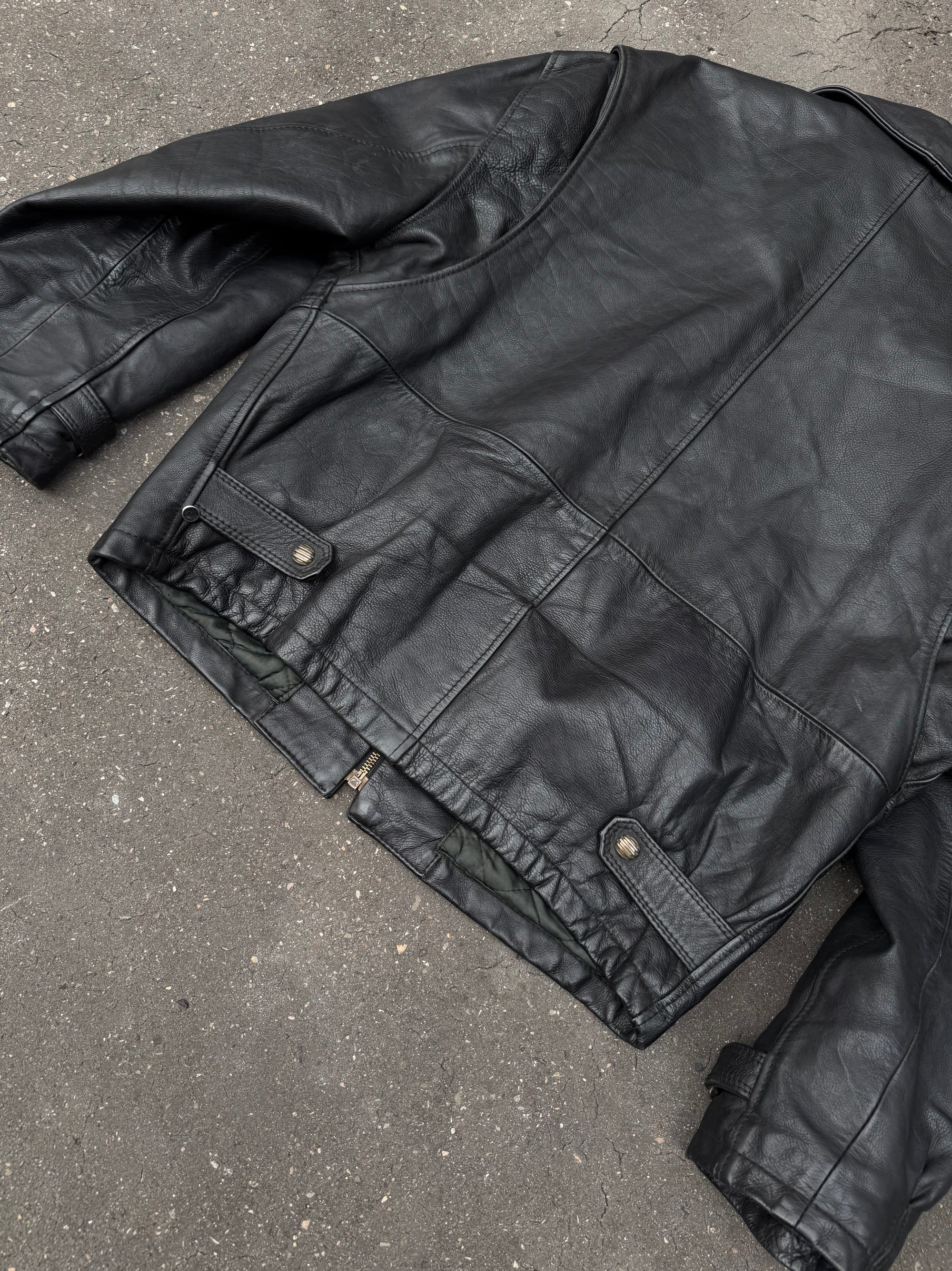 Vintage Fery Black Long Leather Jacket XL