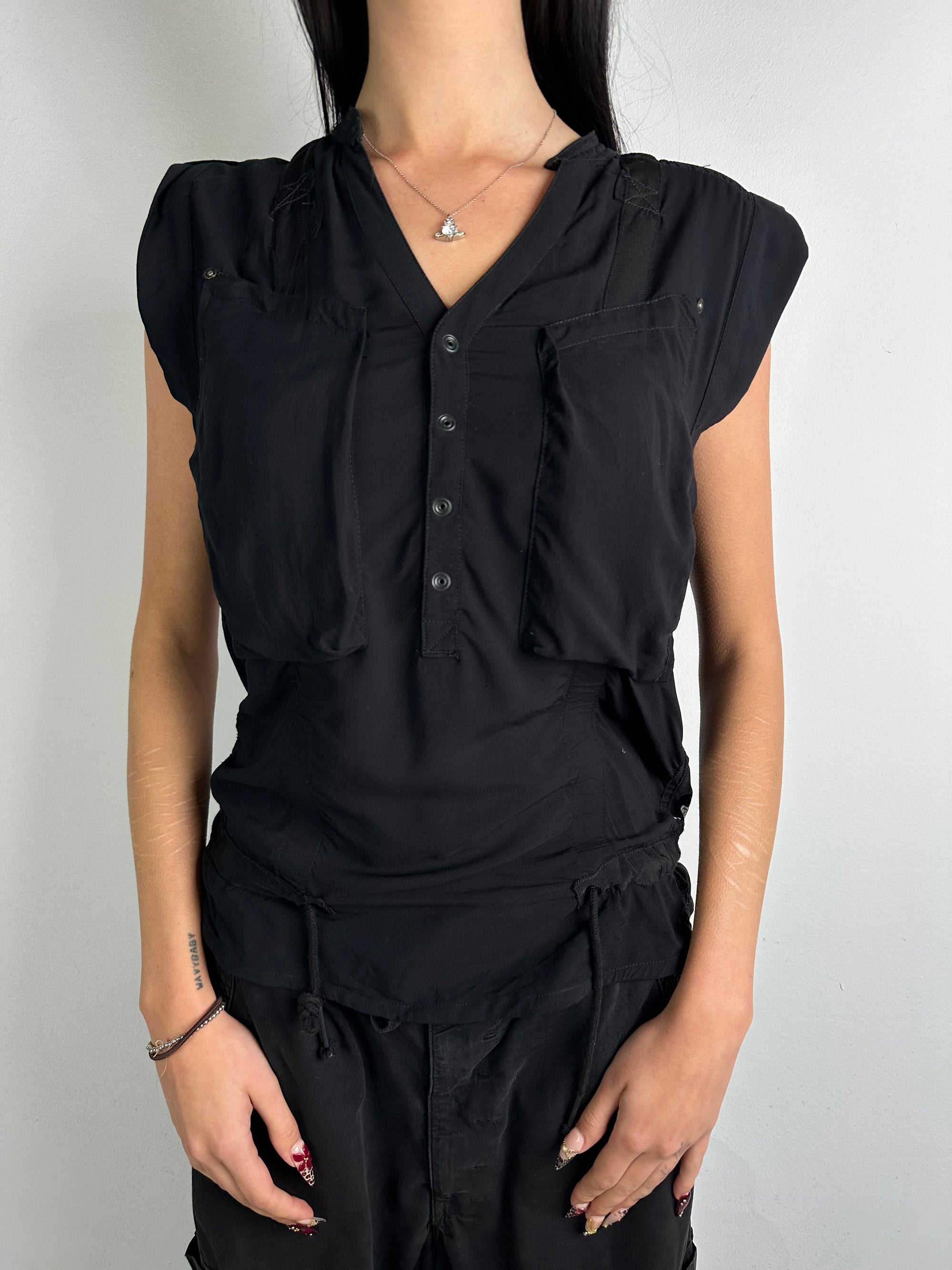 Vintage G-Star Black Sleeveless Blouse L