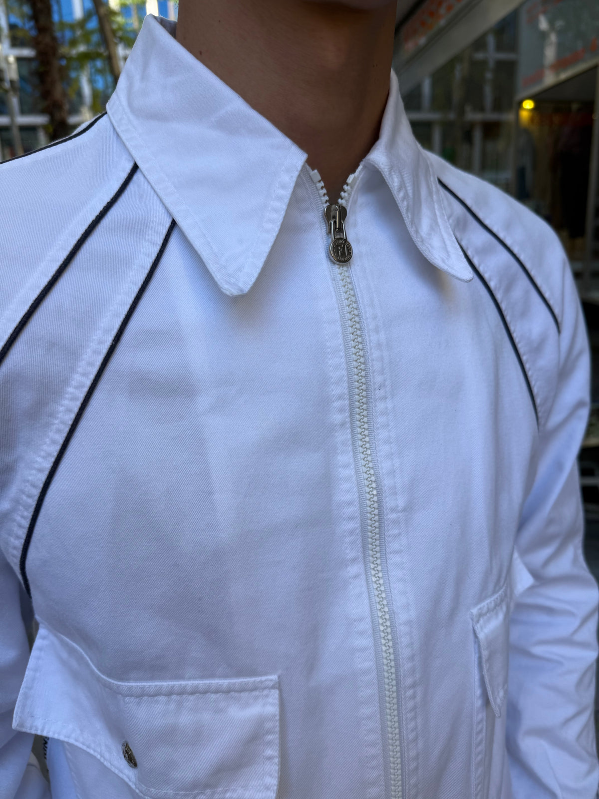 Vintage Fendi Canvas Jacke Weiße Übergangsjacke Unisex