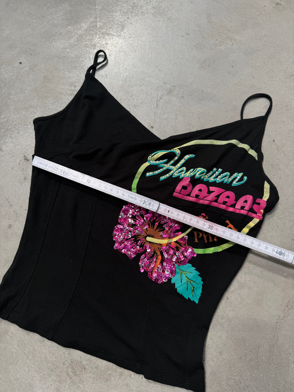 Vintage Phard Hawaiian Printed Top Mit Stich für Damen. Y2K Second Hand 2000s Fashion 
