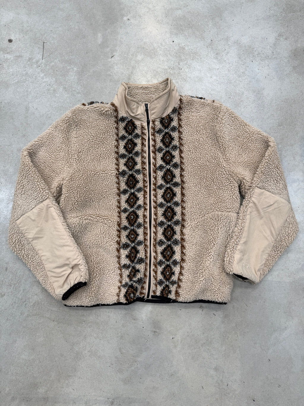 Vintage Stüssy Teddy Fleece Jacket Für Männer. Y2K Second Hand 2000s Fashion 