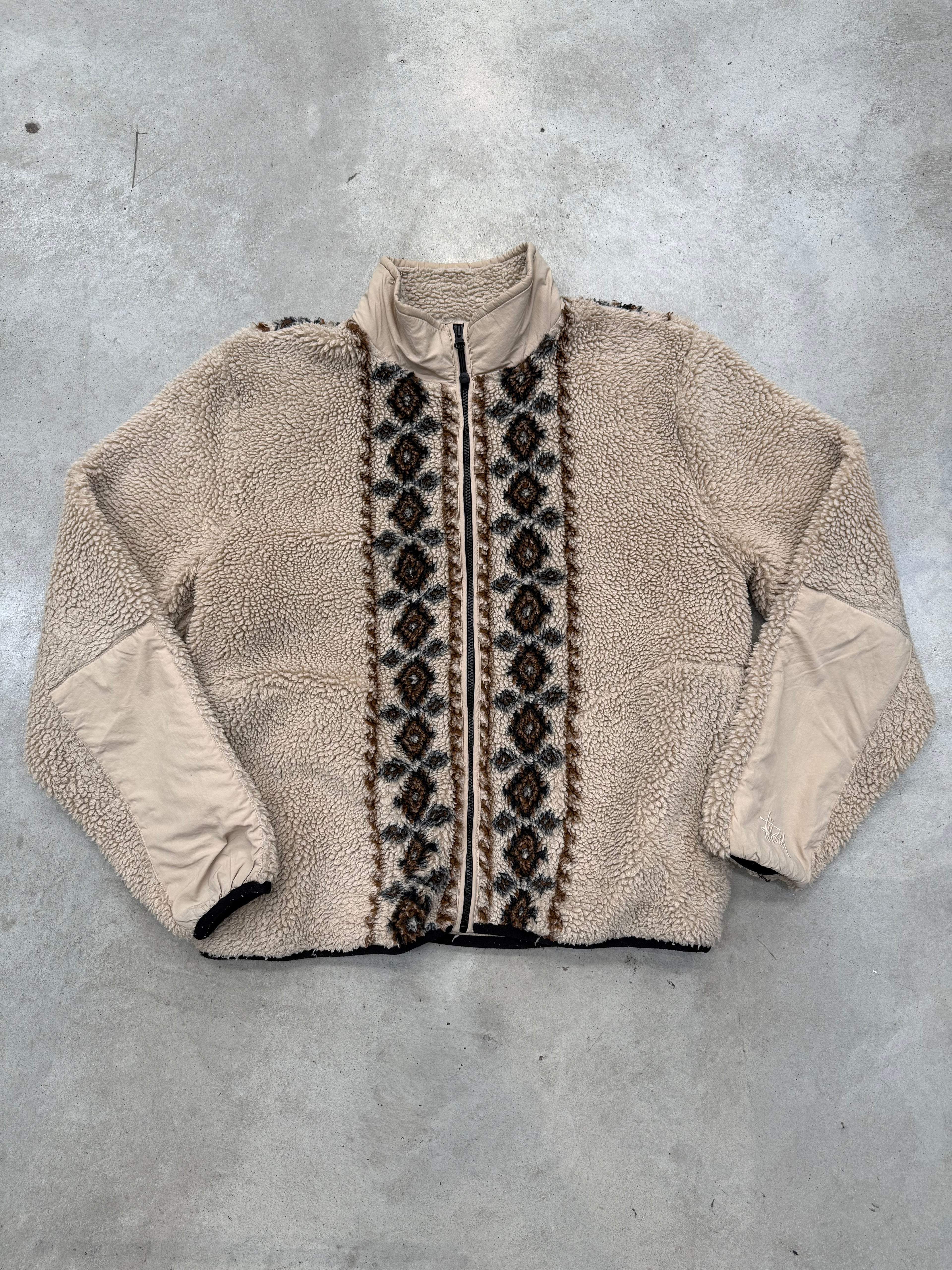 Vintage Stüssy Teddy Fleece Jacket Für Männer. Y2K Second Hand 2000s Fashion 