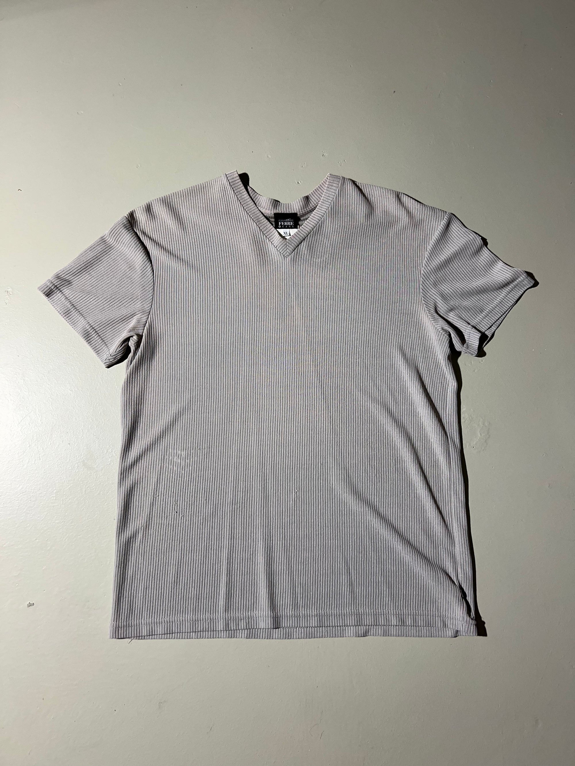 Vintage Beige Ferré Jeans Seethrough Tshirt L/XL