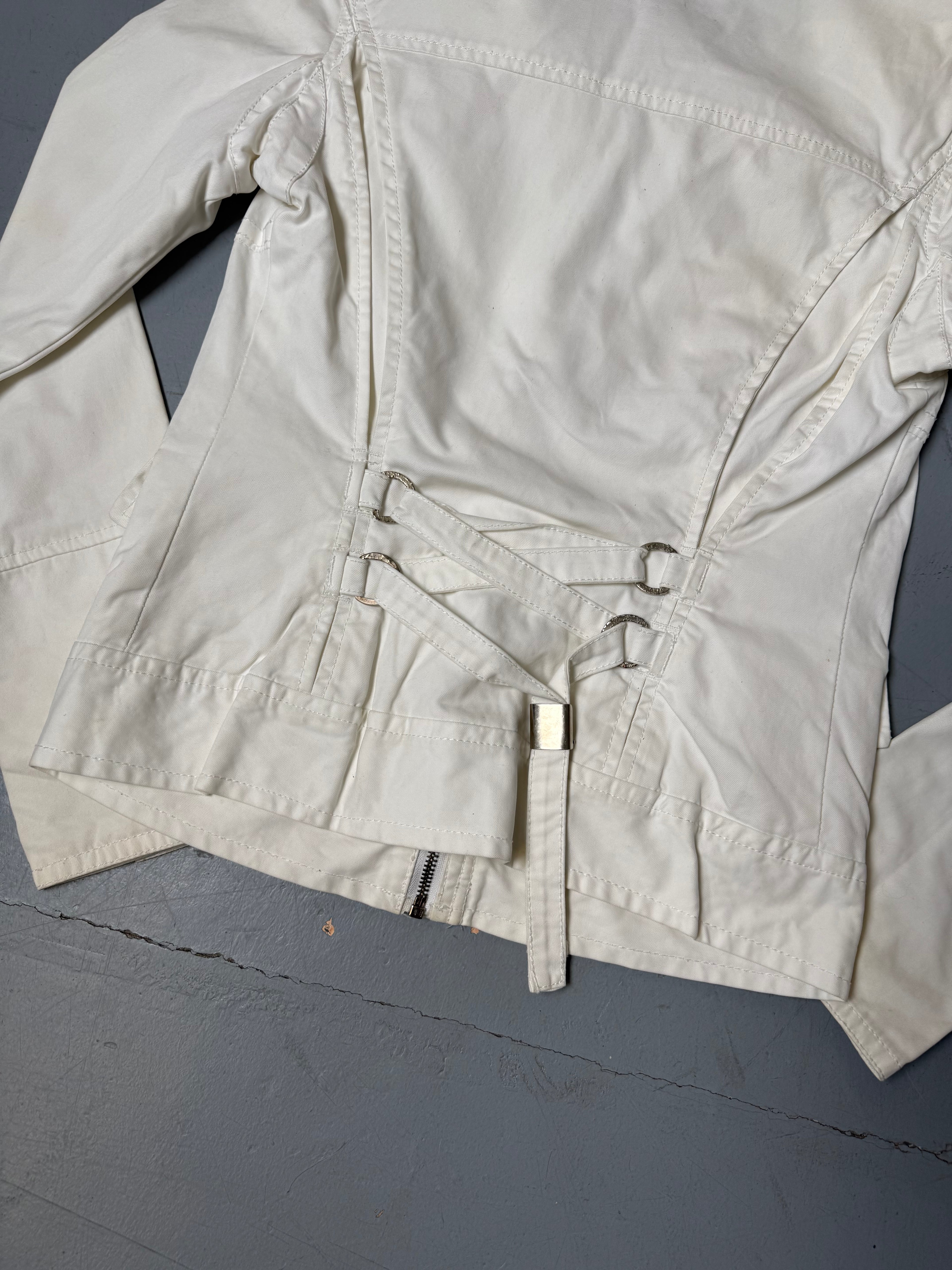 Vintage Miss Sixty White Jacket für Damen. Y2K Secondhand 2000s Fashion.