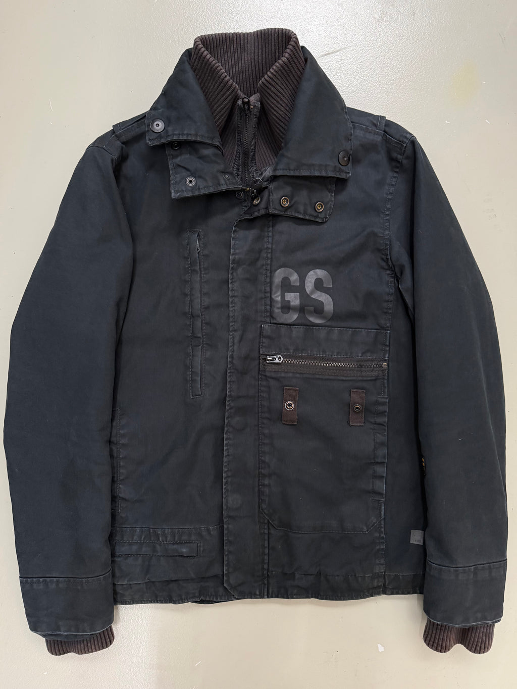 Vintage G-Star Black Workwear Jacket für Herren. Y2K Second Hand 2000s Fashion 