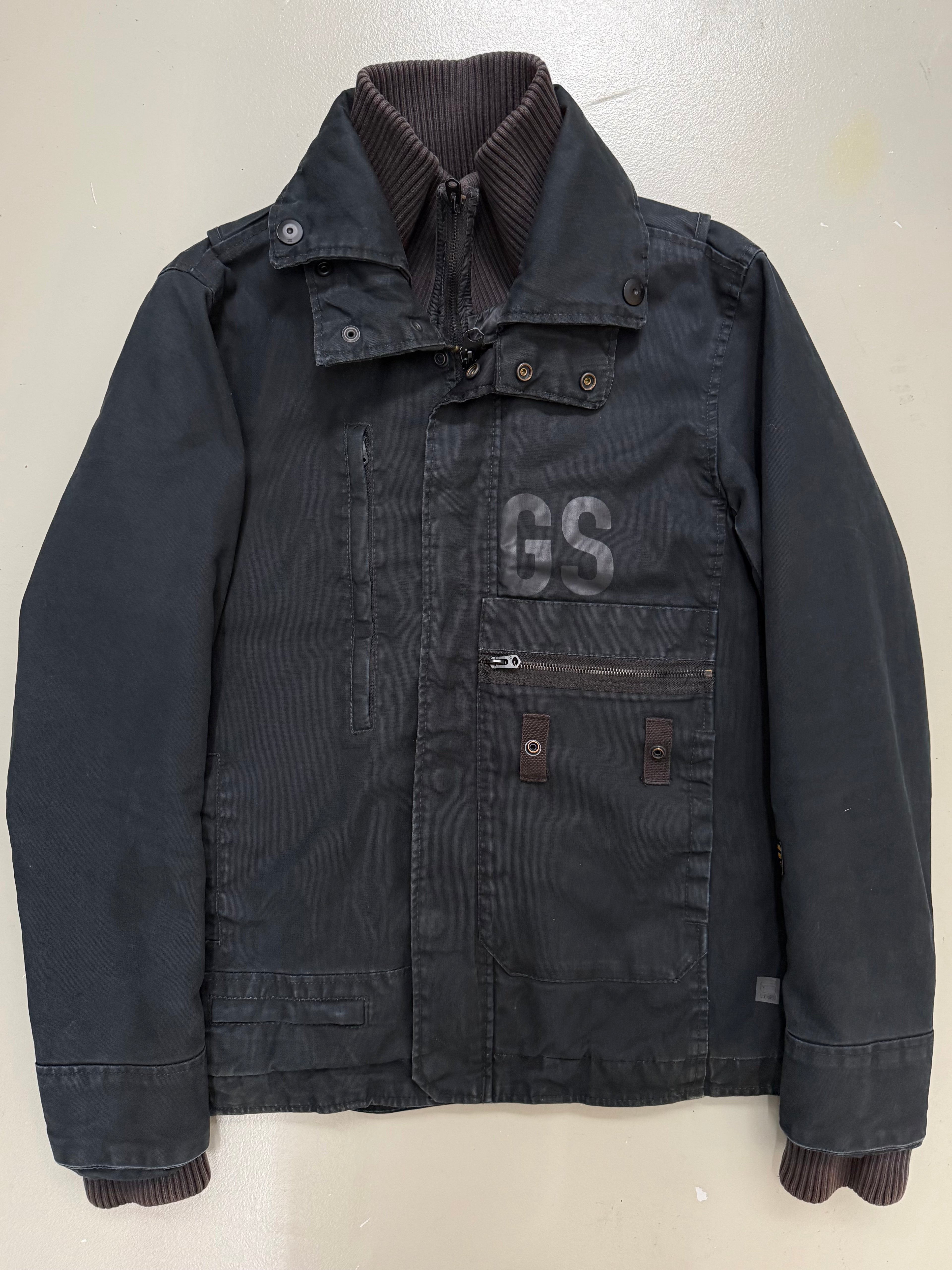 Vintage G-Star Black Workwear Jacket für Herren. Y2K Second Hand 2000s Fashion 