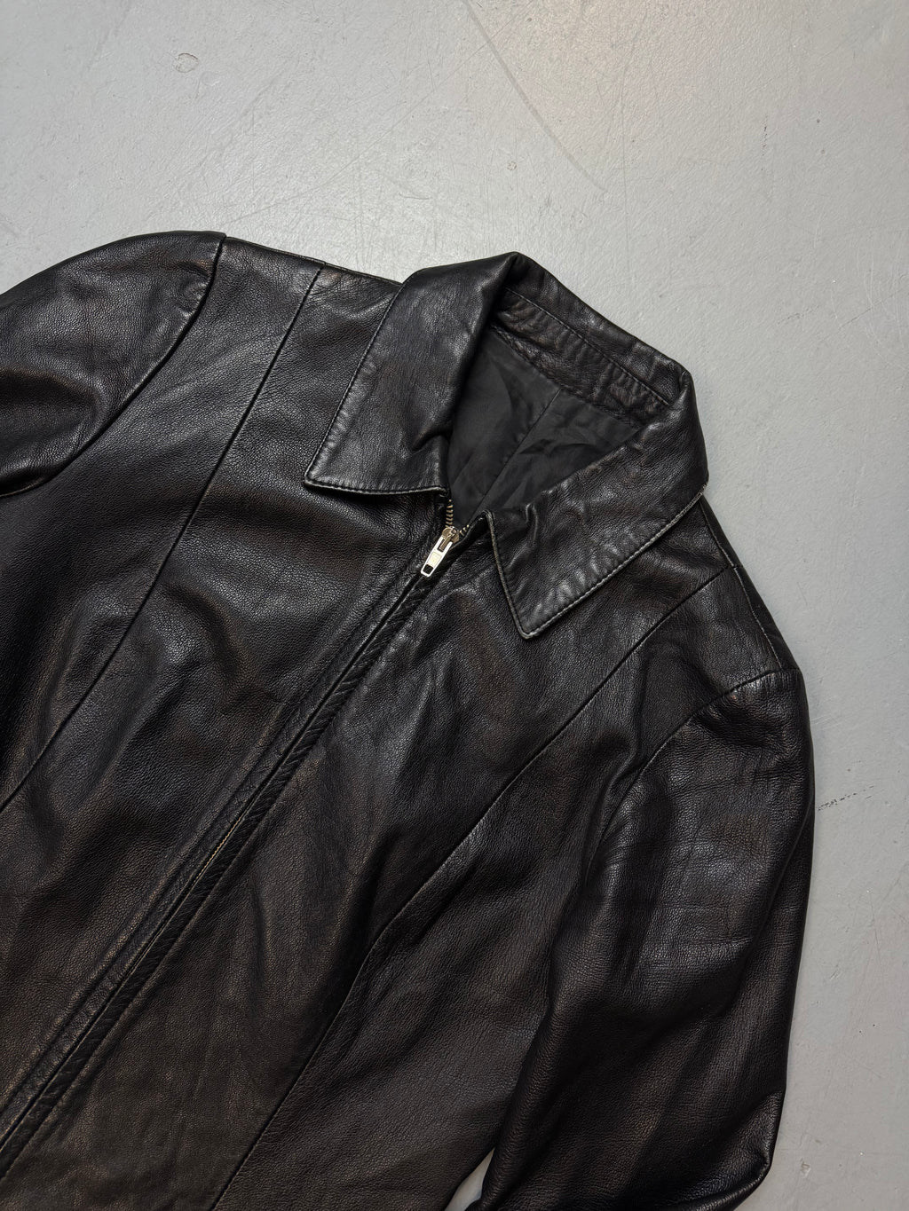 Vintage Italian Black Leather Jacket M