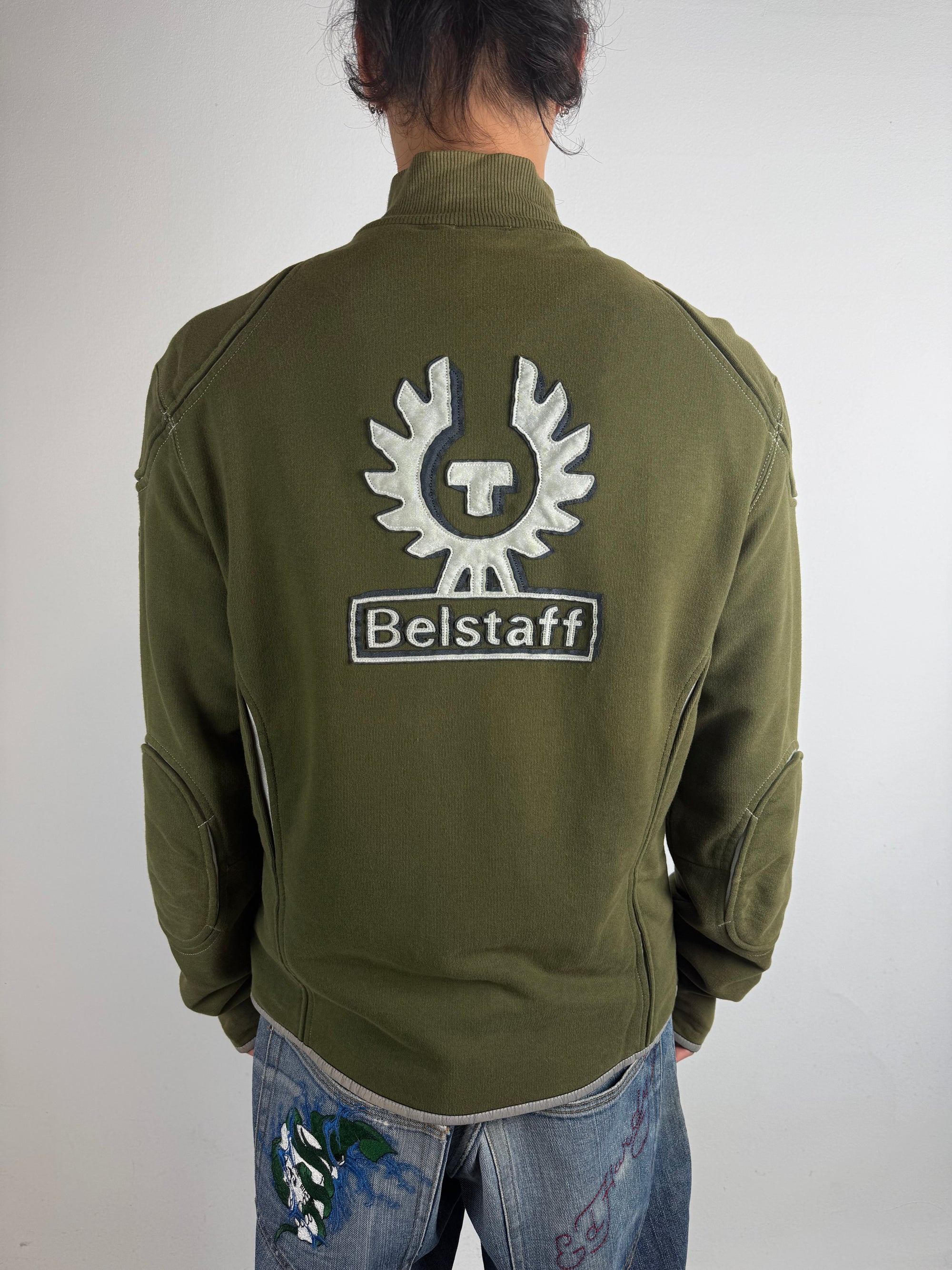 Vintage Belstaff Green Zip Up Sweater L