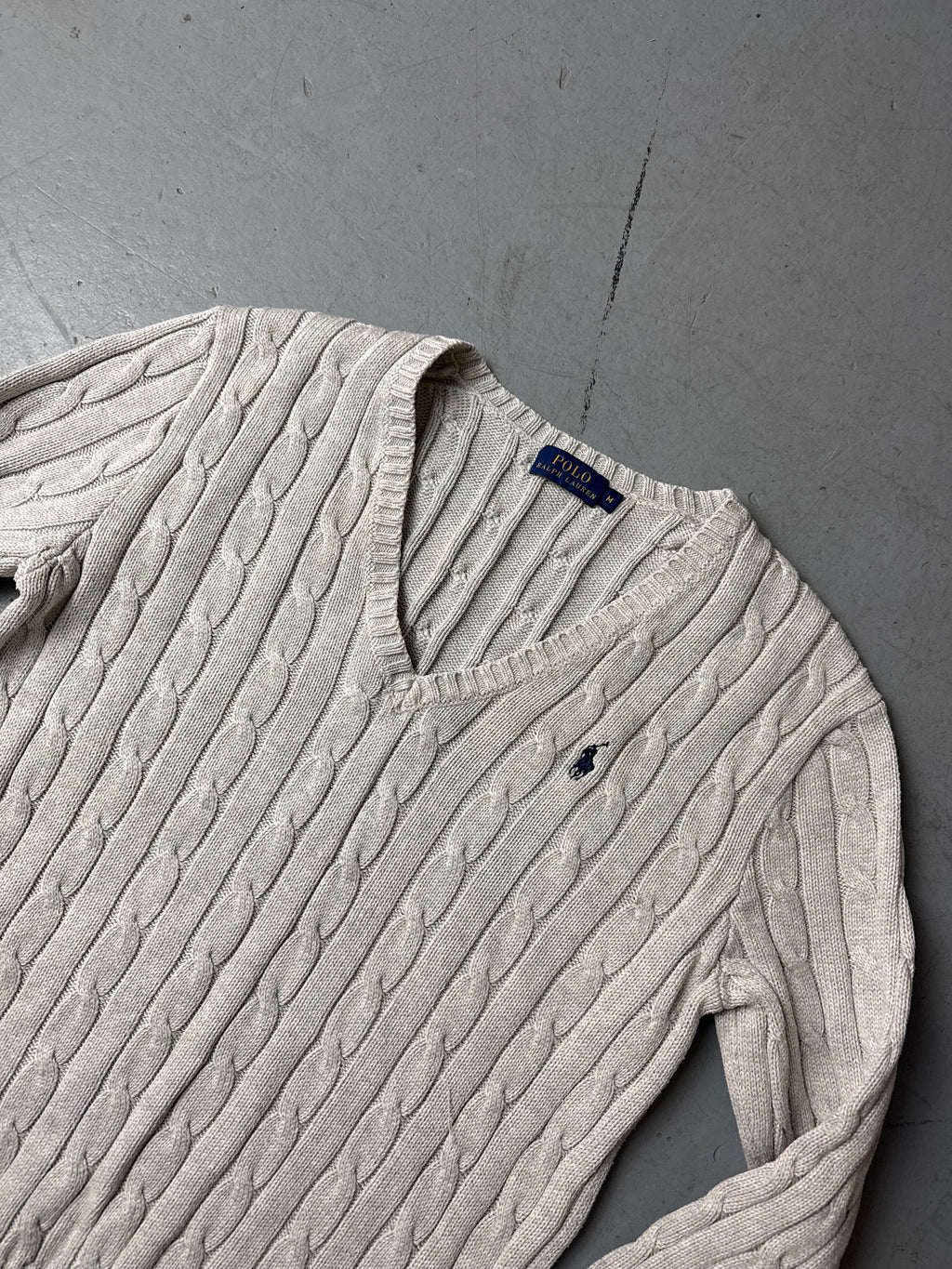 Grey knit sweater Strickpullover cable knit Ralph Lauren vintage Y2K 