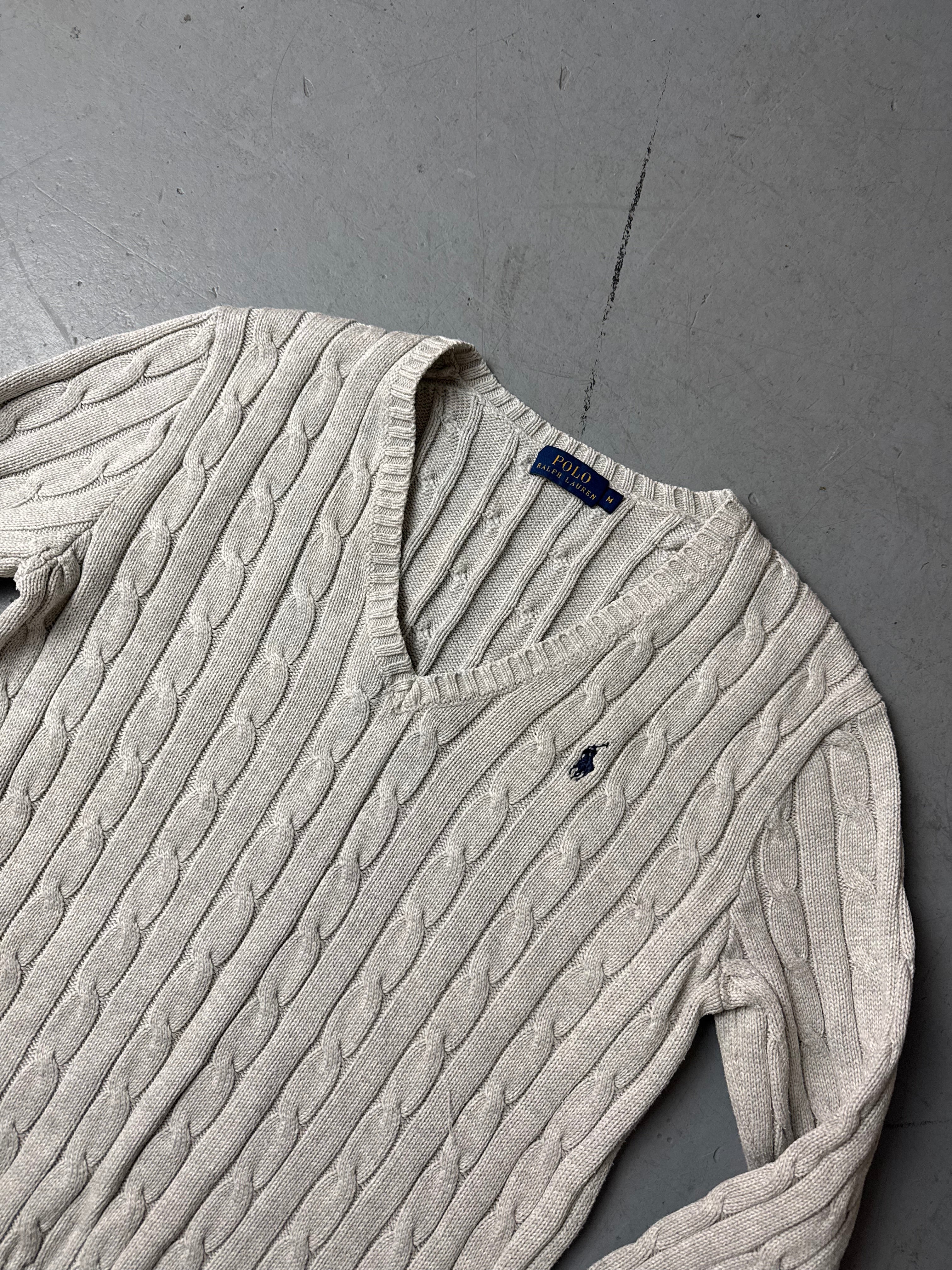 Grey knit sweater Strickpullover cable knit Ralph Lauren vintage Y2K 